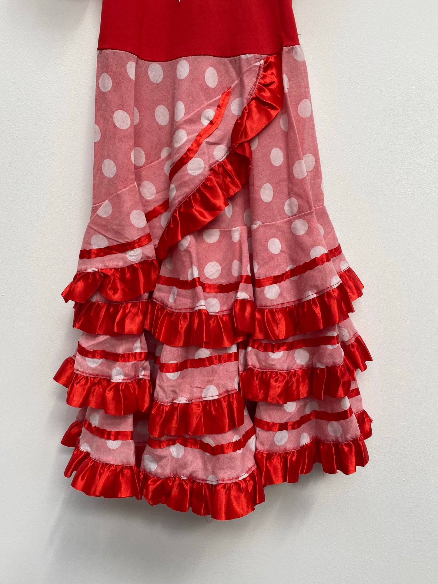 Child's Red White Spanish Senorita Dress 4-7 years- Ex Hire Fancy Dress Costume WORLD BOOK DAY