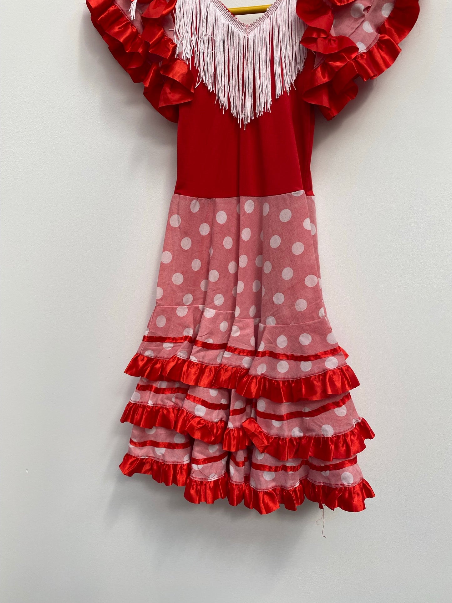 Child's Red White Spanish Senorita Dress 4-7 years- Ex Hire Fancy Dress Costume WORLD BOOK DAY