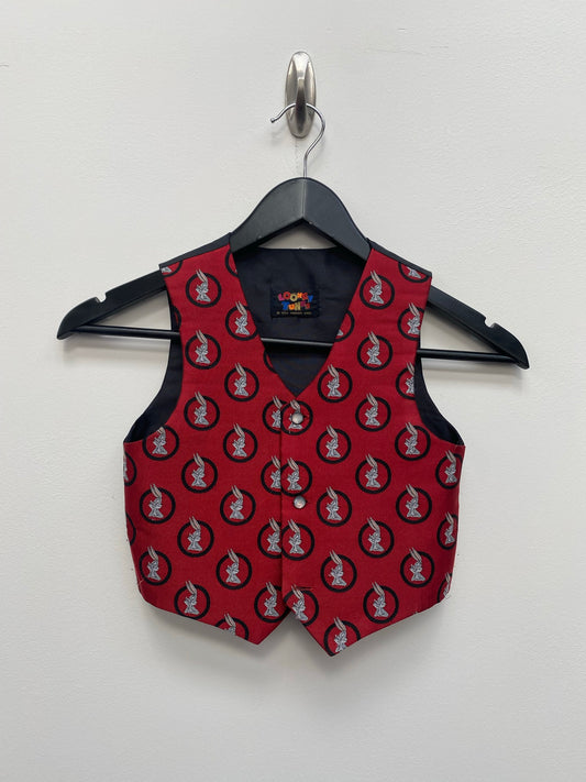 Toddlers Looney Tunes Bugs Bunny Red Black formal Waistcoat Age 2-3yrs - Vintage Children's Clothing