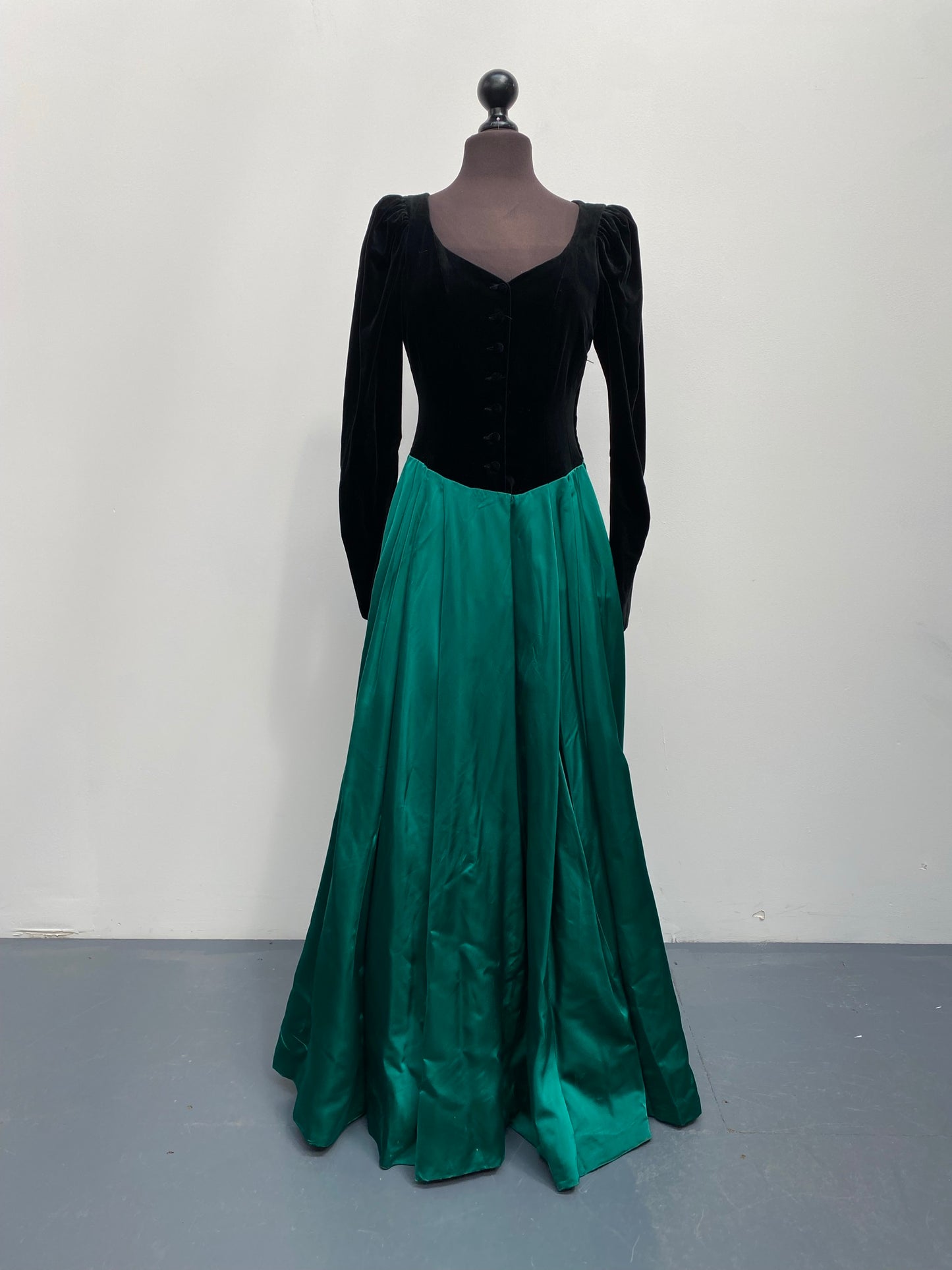 Vintage Black Velvet & Green Laura Ashley Dress size 12