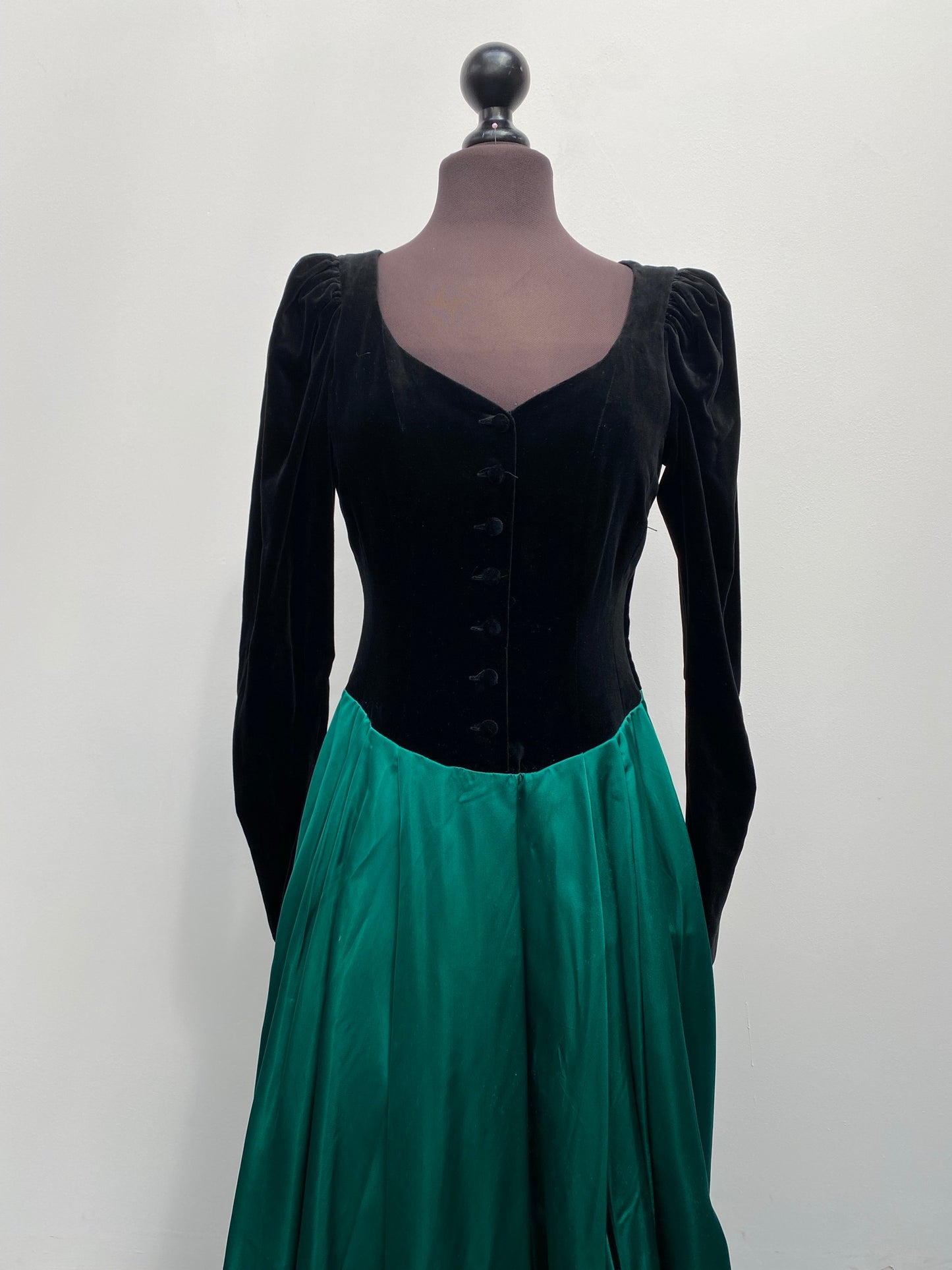 Vintage Black Velvet & Green Laura Ashley Dress size 12