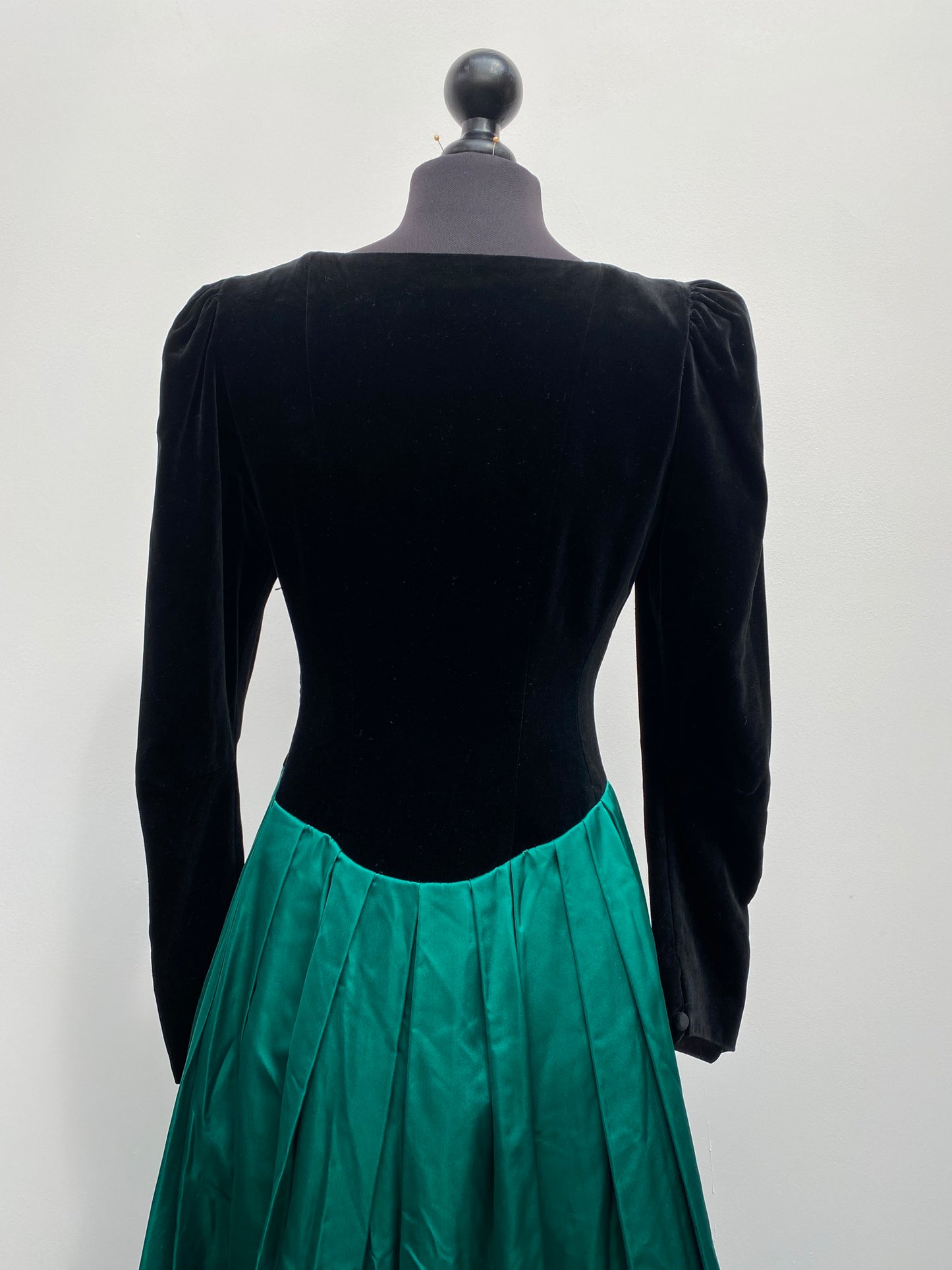 Vintage Black Velvet & Green Laura Ashley Dress size 12