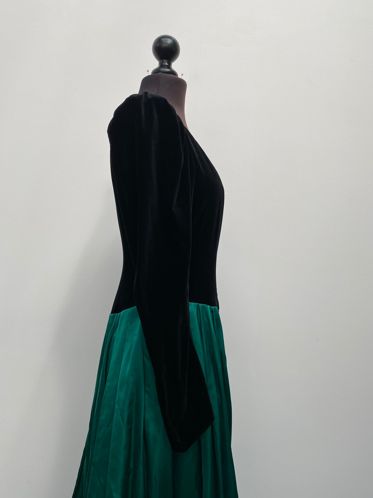 Vintage Black Velvet & Green Laura Ashley Dress size 12