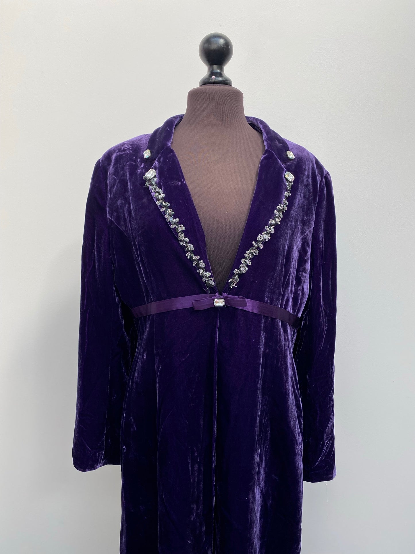 Vintage August Silk Purple Velvet Jacket Size 16 - Ex Hire Fancy Dress & Vintage Clothing