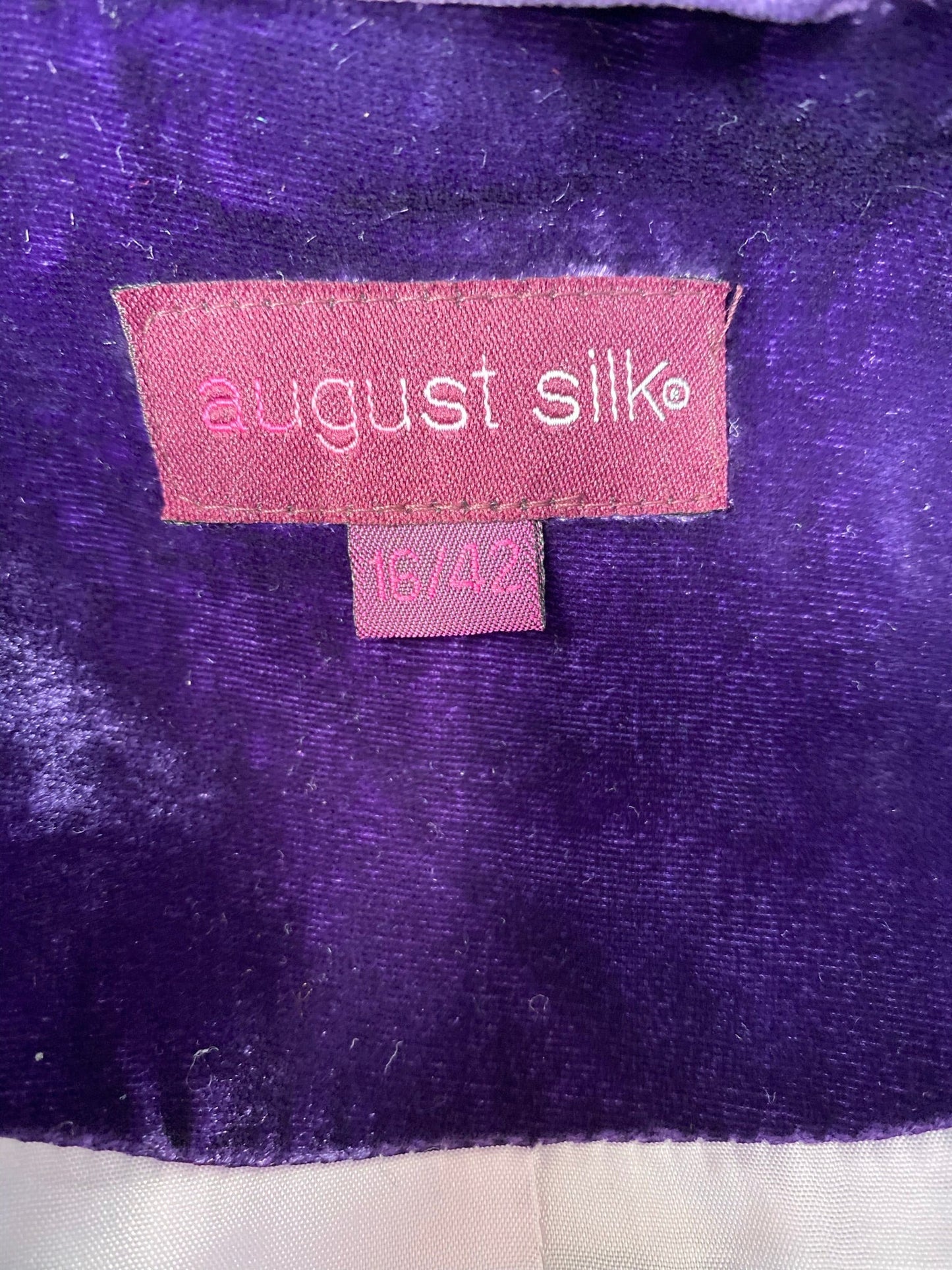 Vintage August Silk Purple Velvet Jacket Size 16 - Ex Hire Fancy Dress & Vintage Clothing