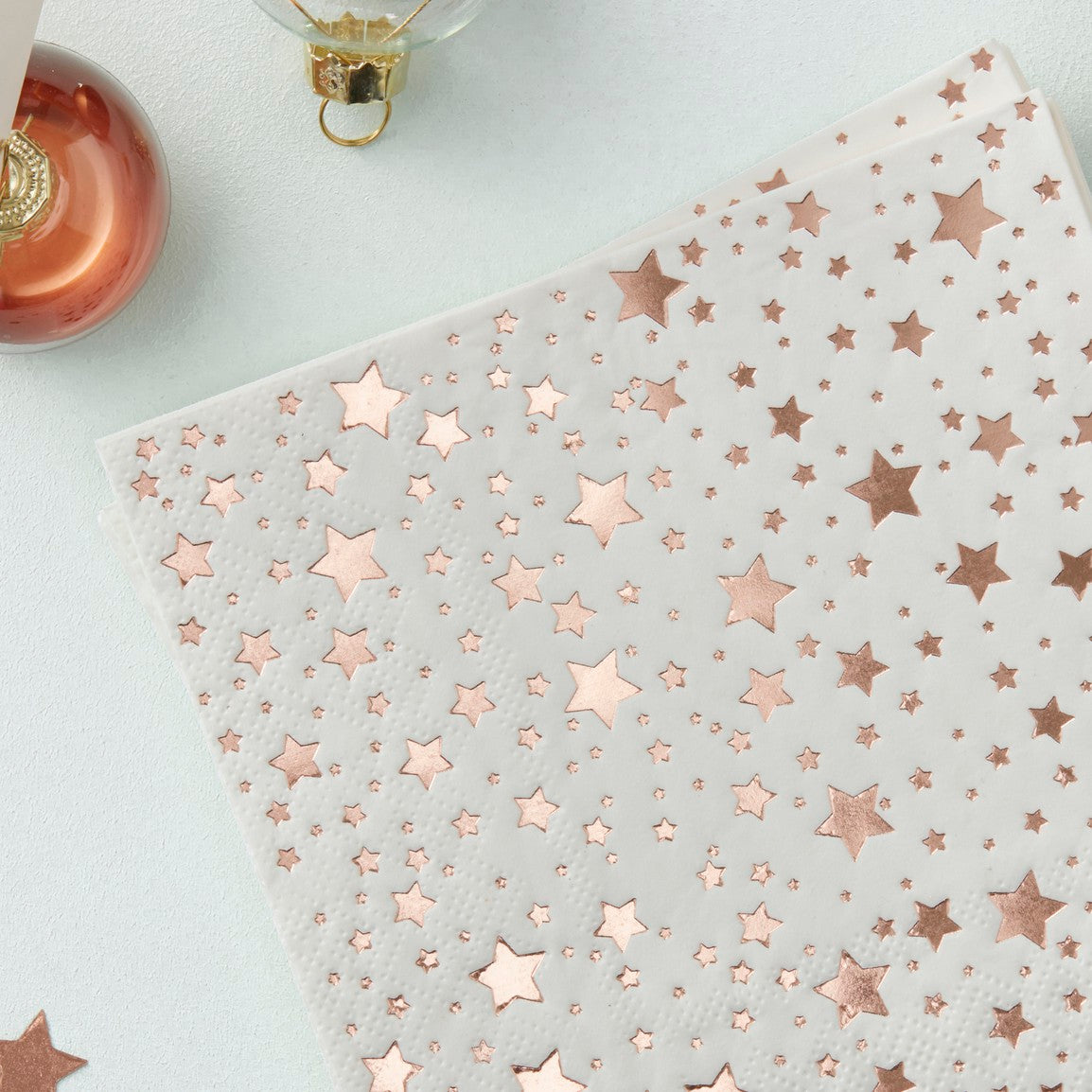 Ginger Ray Cocktail Napkins Rose Gold Stars 20Pk