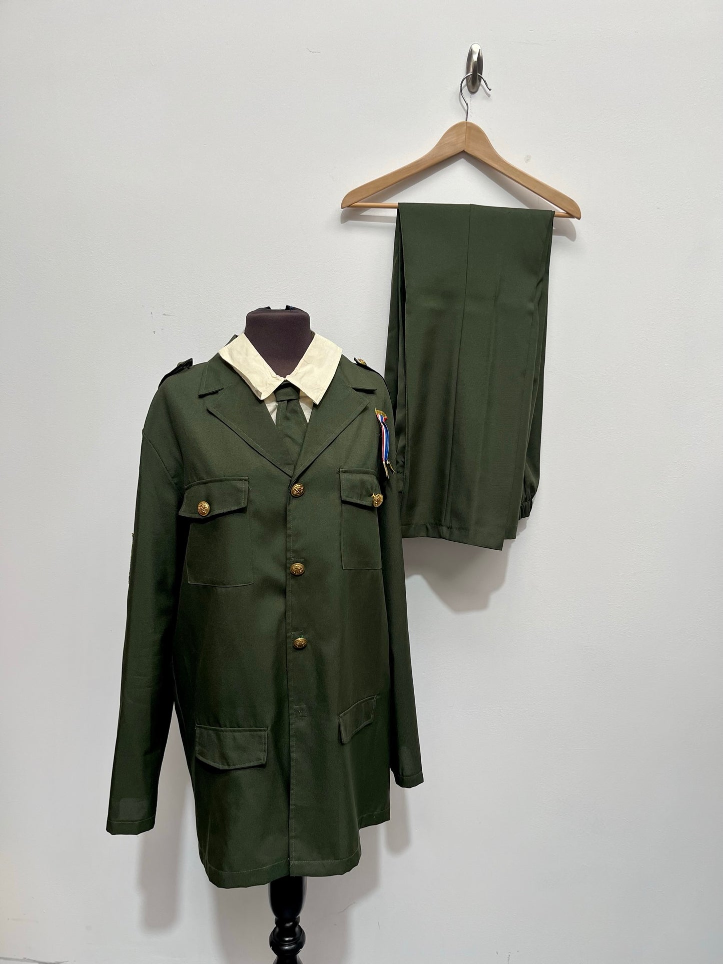 Green Military Uniform Size Large - Ex Hire Fancy Dress Costume