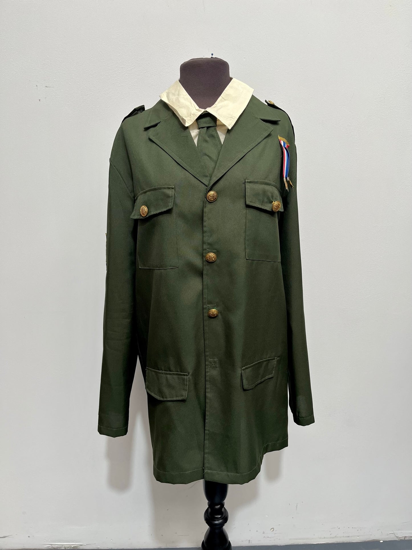 Green Military Uniform Size Large - Ex Hire Fancy Dress Costume