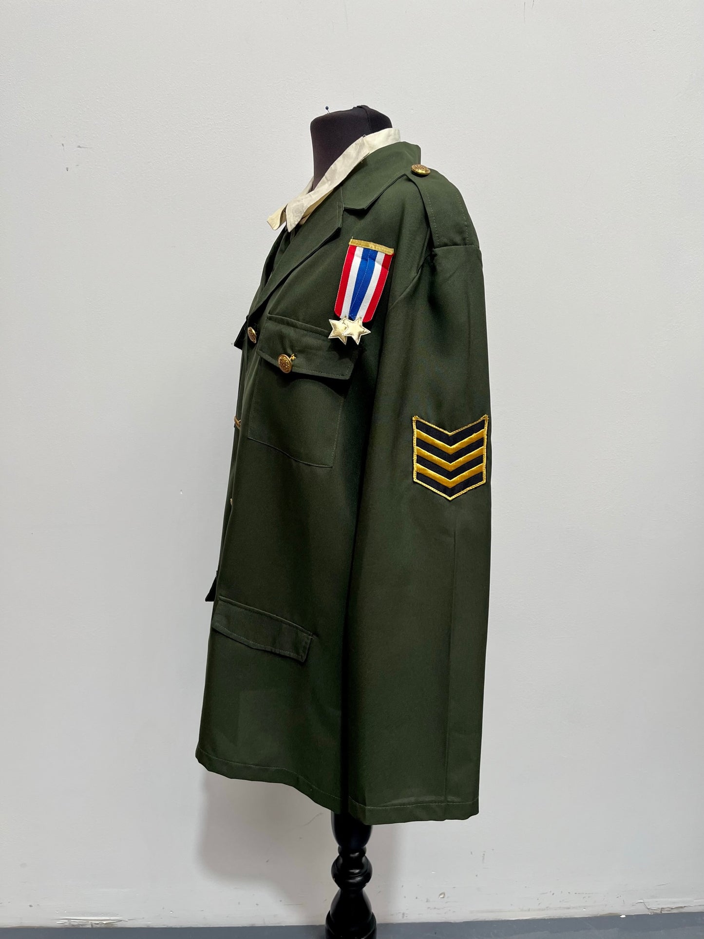 Green Military Uniform Size Large - Ex Hire Fancy Dress Costume