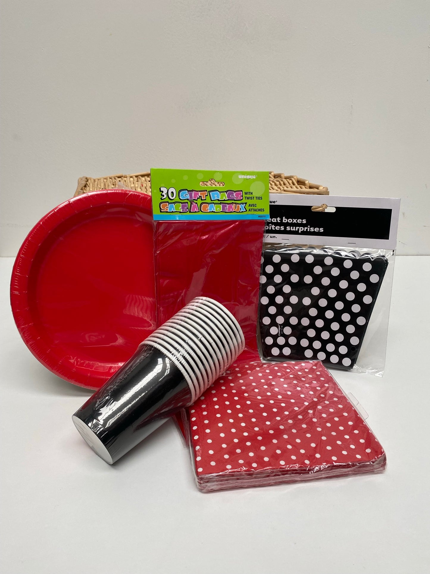 Celebrations Party Essentials Pack Red Black Spotted