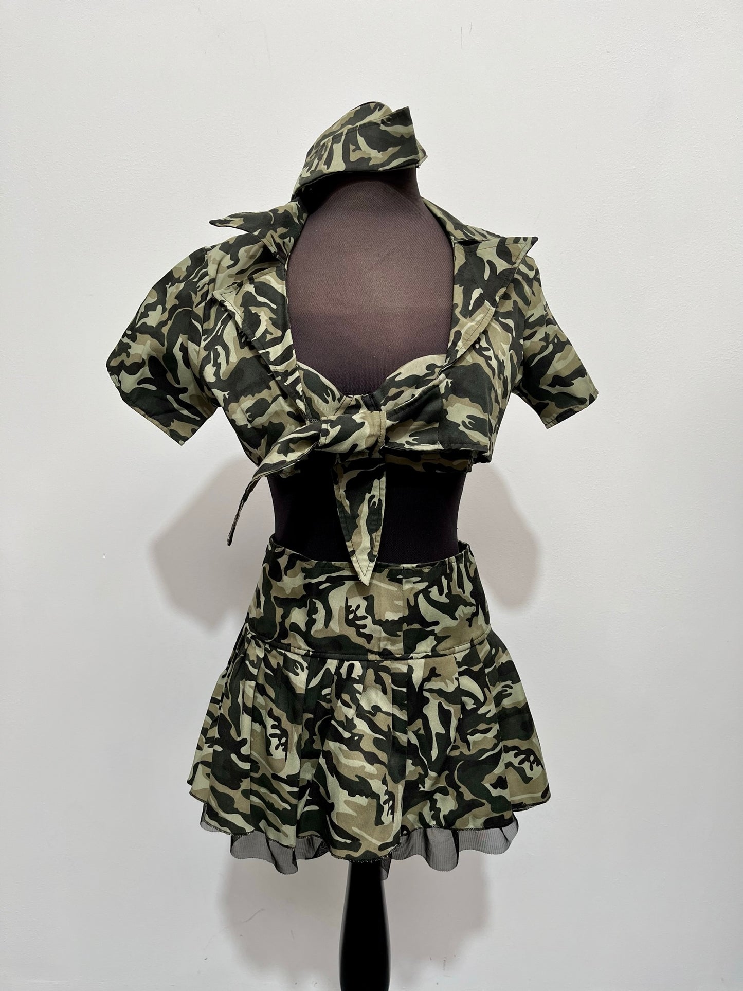 Camouflage Sexy Army Girl 4 Piece Costume Size Small 8-10 - Ex Hire Fancy Dress Costume