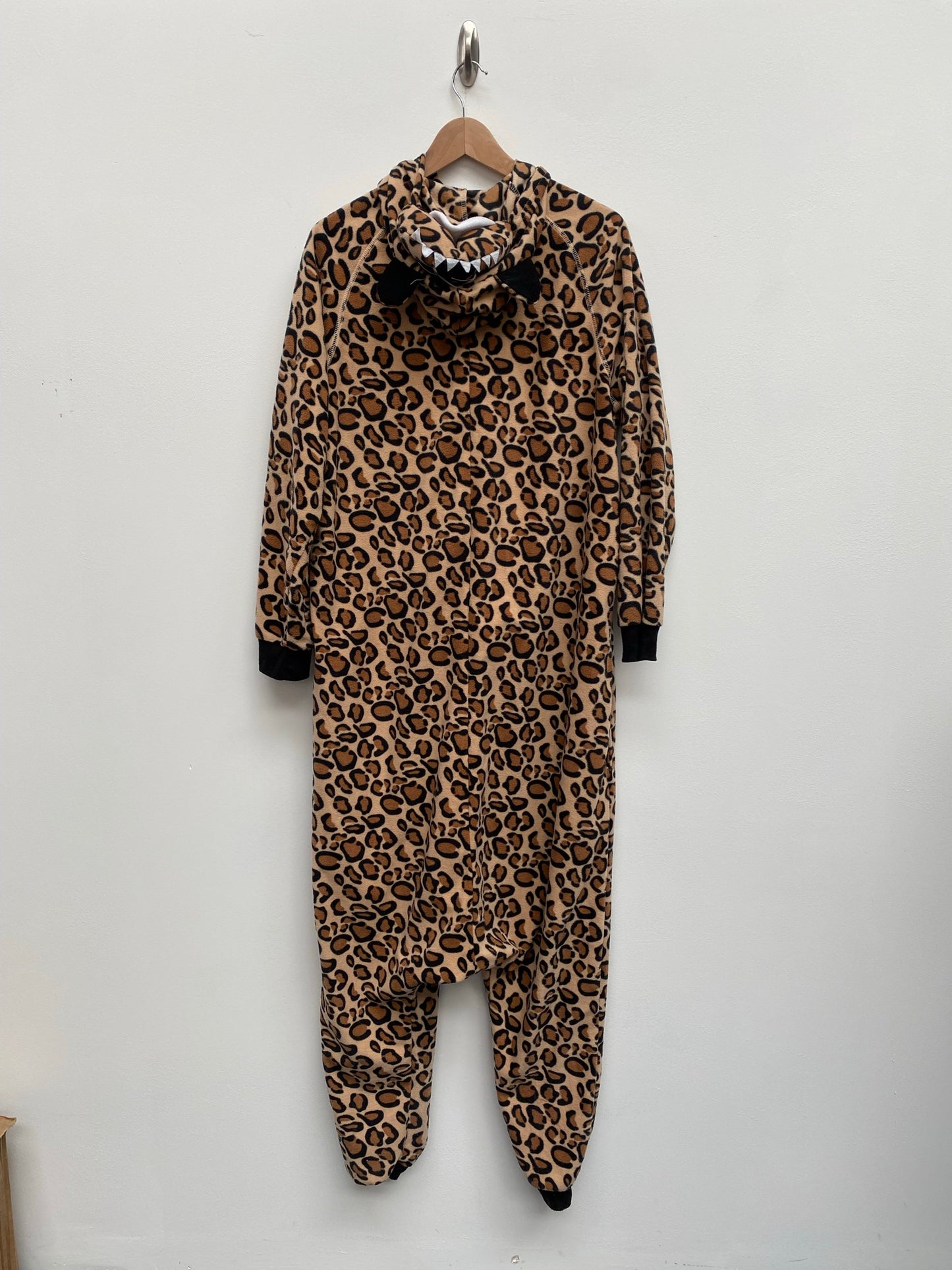 Fleece Leopard One Piece Bodysuit with Head on Hood M/L - Ex Hire Fancy Dress Costume