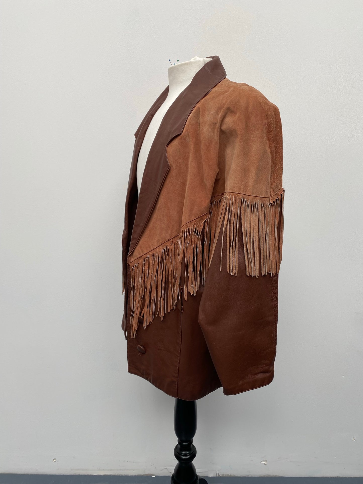 Vintage Brown Suede Cowboy Jacket Size Medium/Large Wild West - Ex Hire Fancy Dress