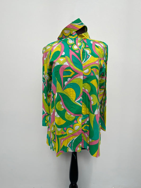 Ladies 70s style Pop Multi Coloured Shirt Medium - Ex Hire Fancy Dress Costumes