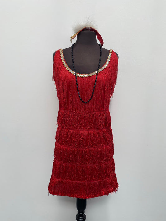 1920s style Red Flapper dress Size 10-12 - Ex Hire Fancy Dress Costume
