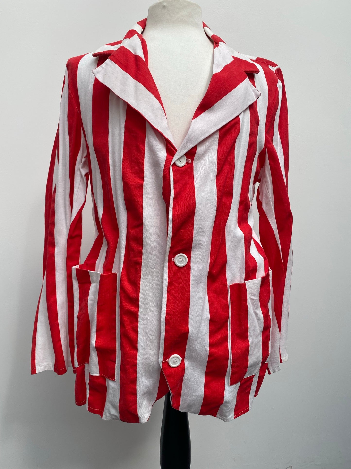 Red & White Striped Boating Blazer Size XL - Vintage Clothing