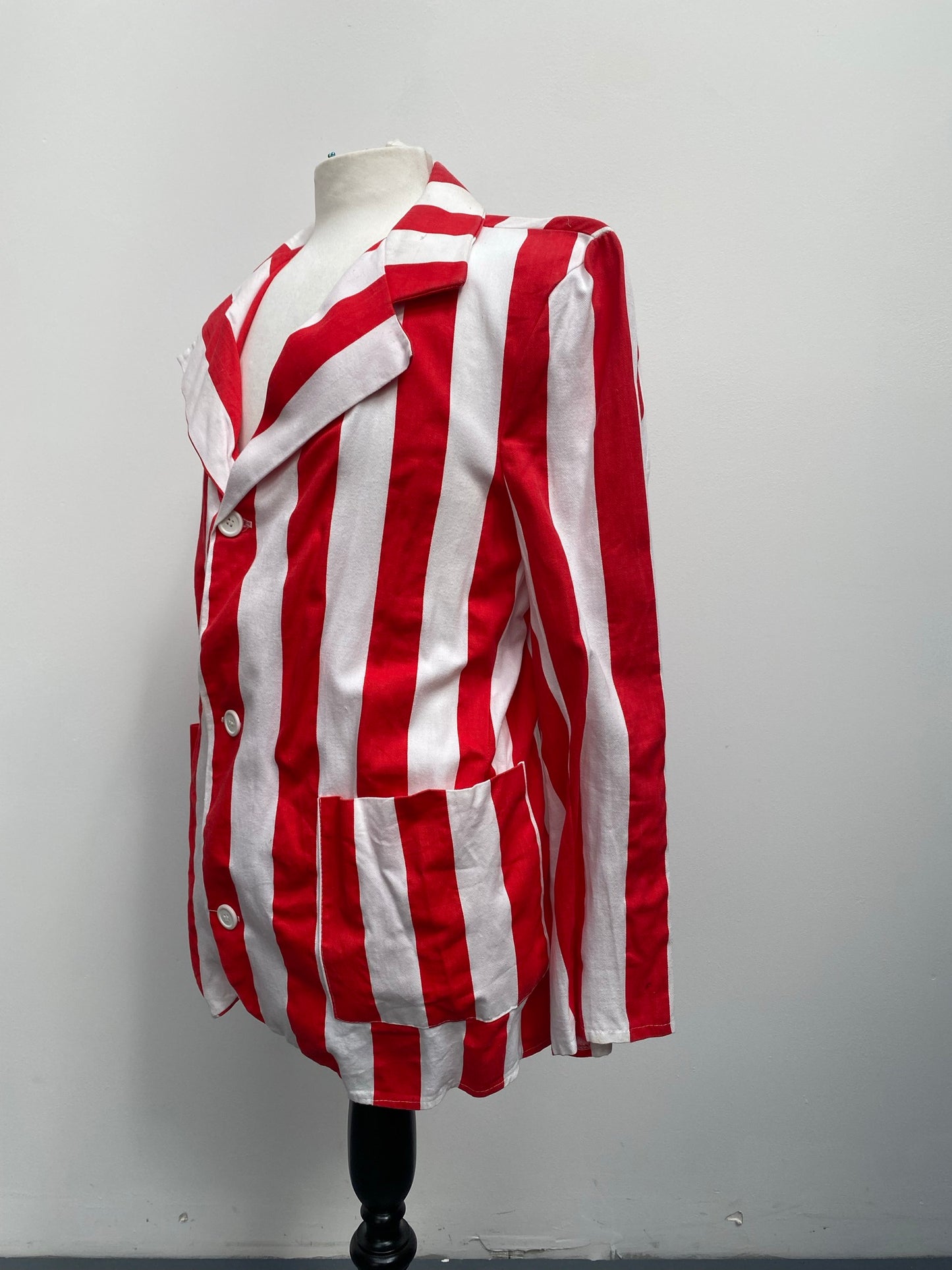 Red & White Striped Boating Blazer Size XL - Vintage Clothing