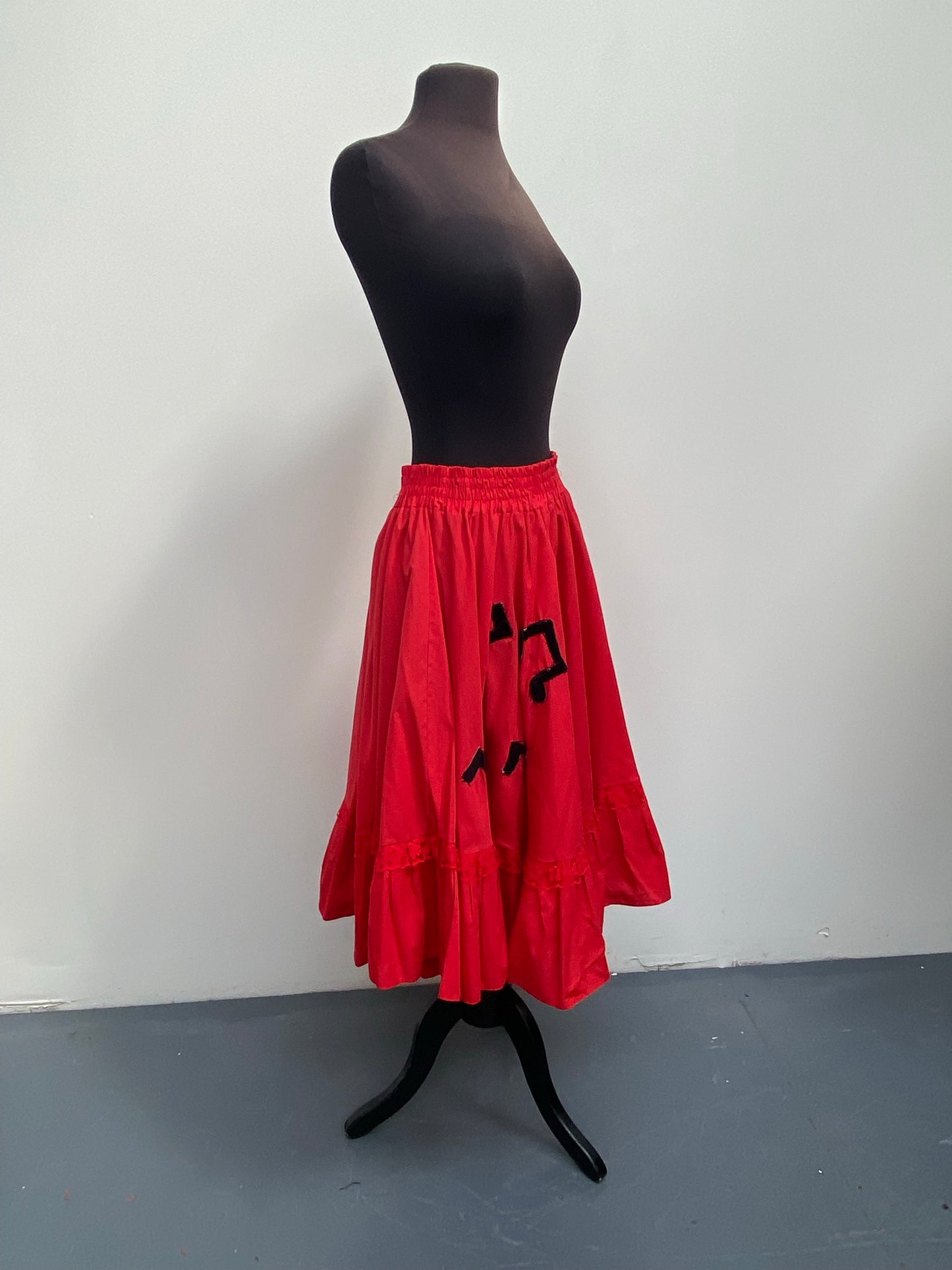 50s Red Skirt Size with Music notes Size 14-16 - Ex Hire Fancy Dress Costume