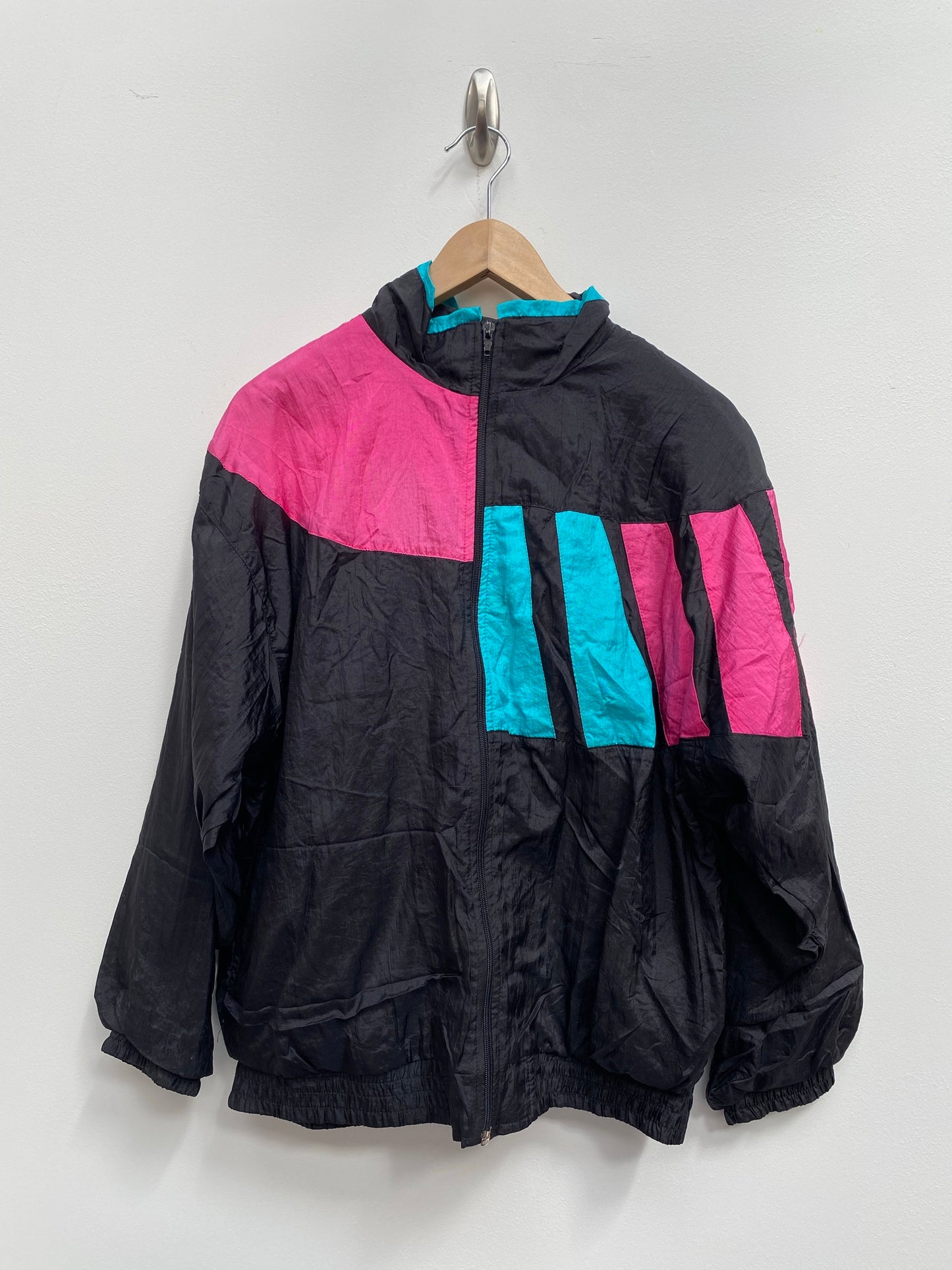 Vintage 80s Black, Pink, Blue shell jacket Size Medium - festival wear