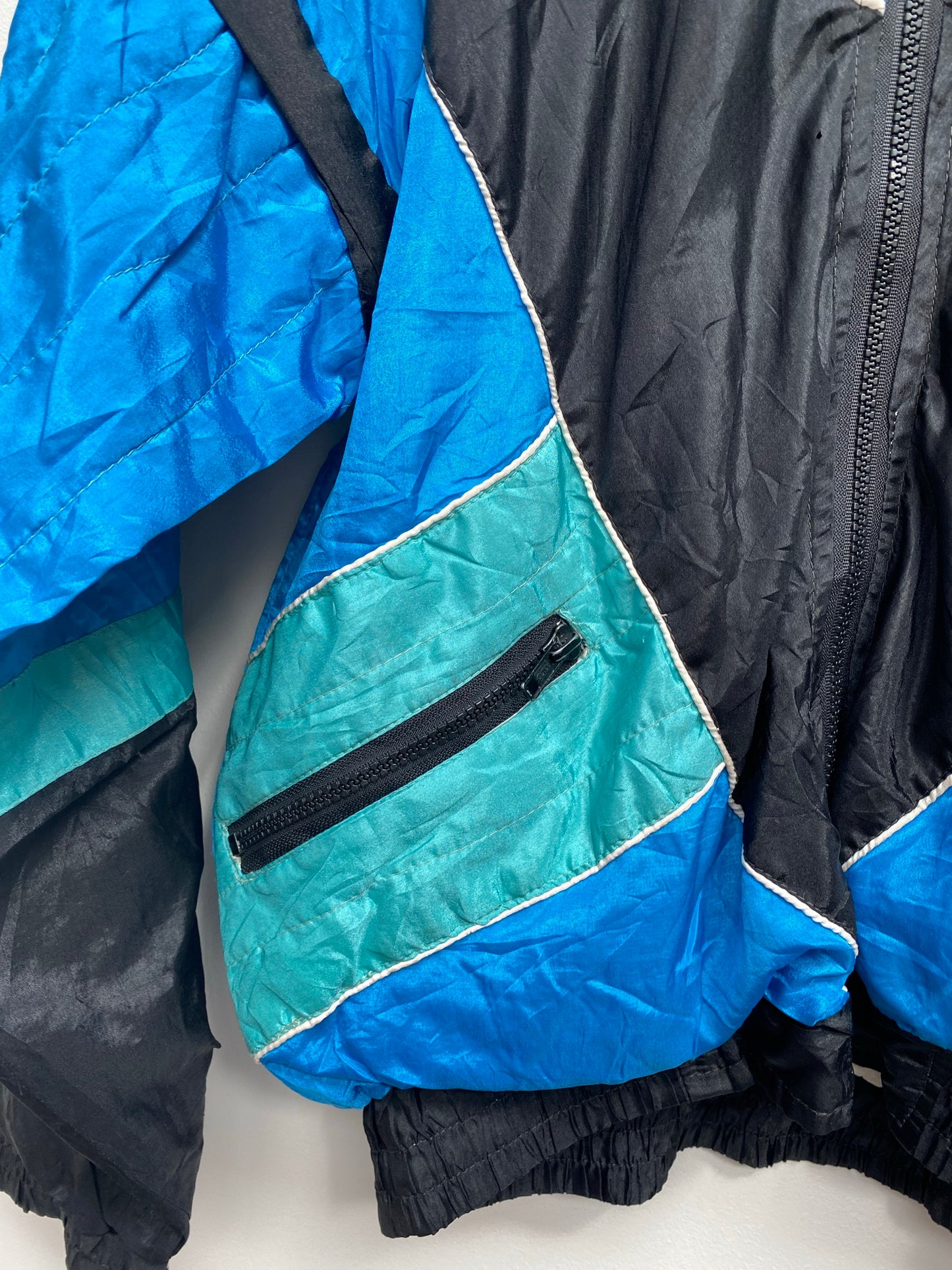Vintage 80s Blue, Black Shell Jacket Size Medium - festival wear