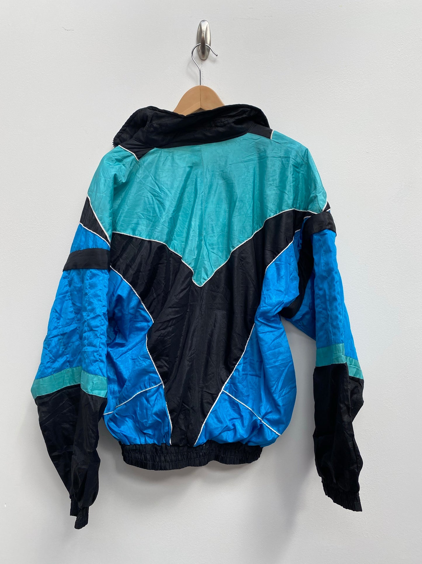 Vintage 80s Blue, Black Shell Jacket Size Medium - festival wear
