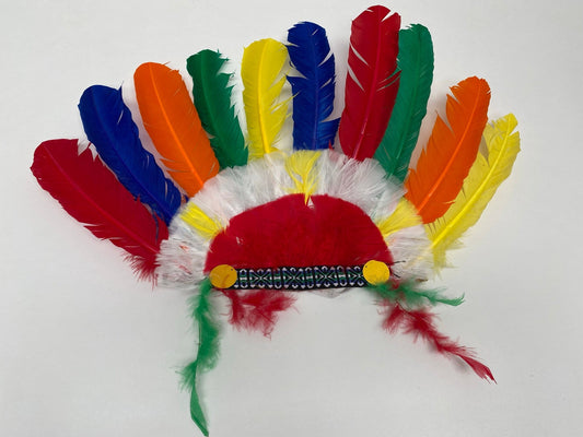 Native American Feathered Red Indian Headpiece - NEW