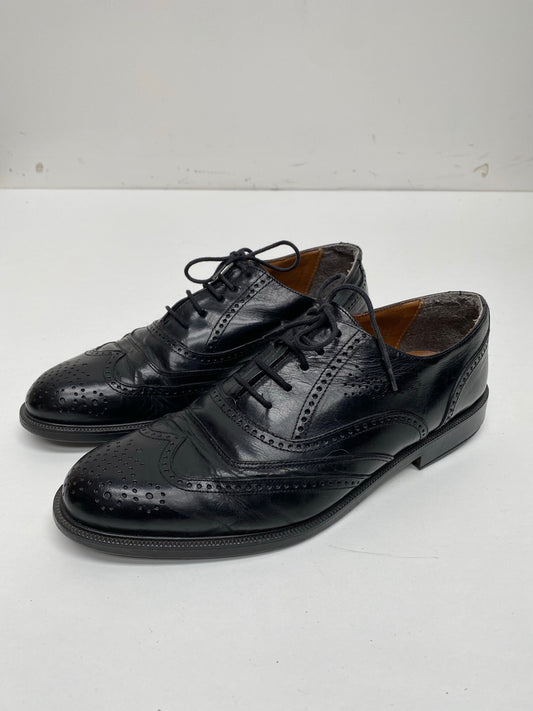 Men's Vintage Black leather Brogue Shoes Size 42 UK 8 - Ex Hire Fancy Dress 1970s 1980s