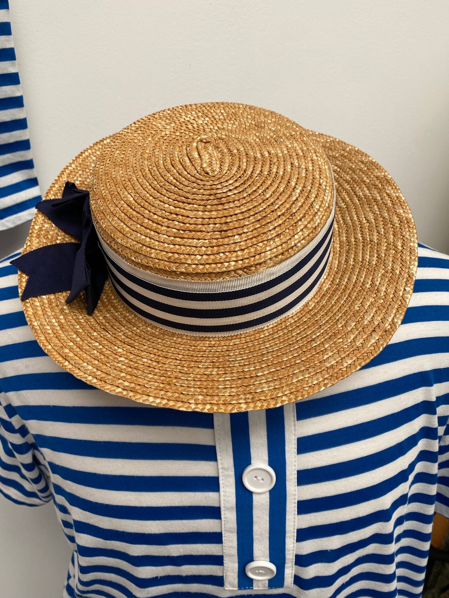 Blue Old Time Striped Bathing Suit & Hat One Size - Ex Hire Fancy Dress Costume