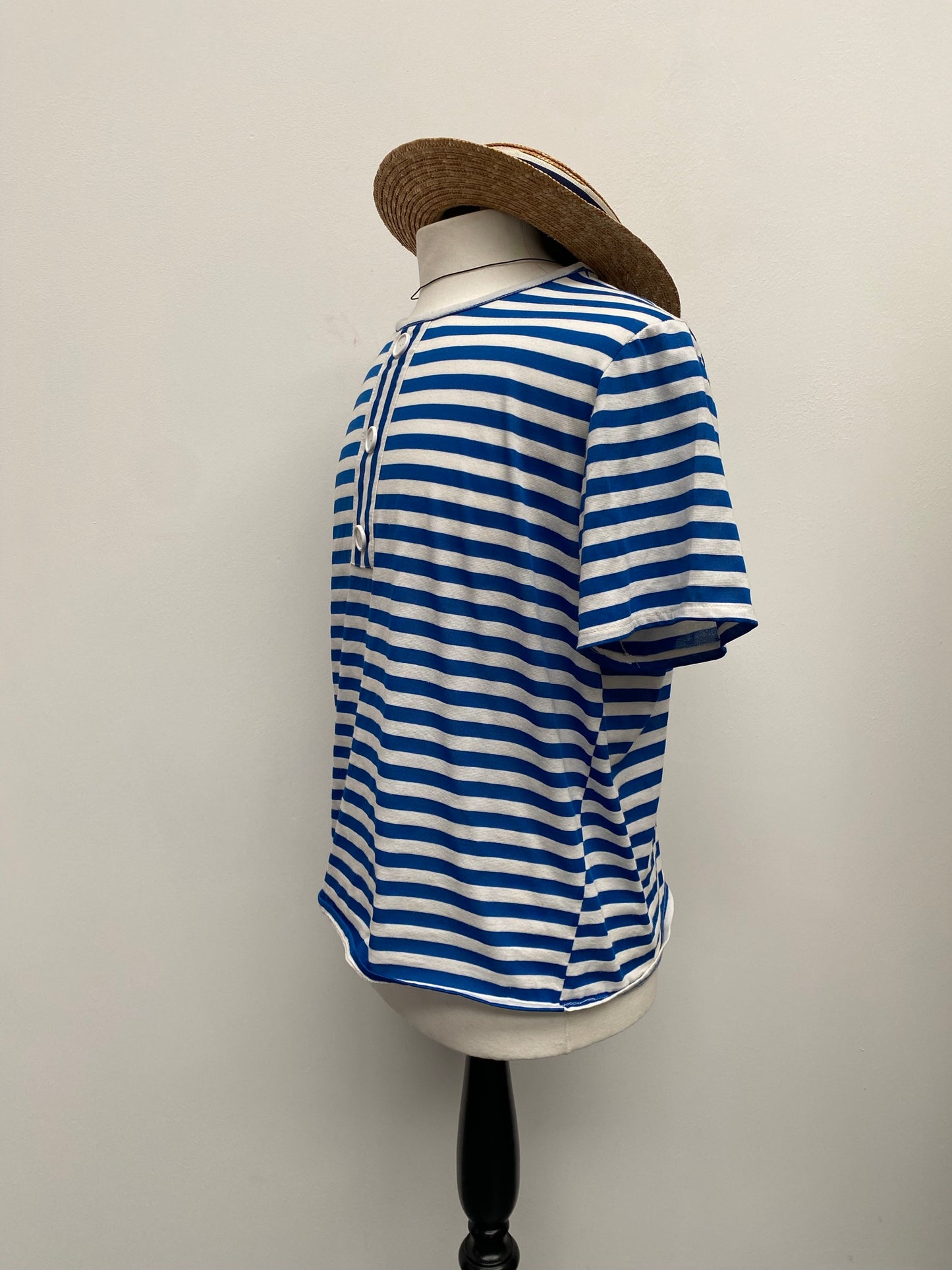 Blue Old Time Striped Bathing Suit & Hat One Size - Ex Hire Fancy Dress Costume