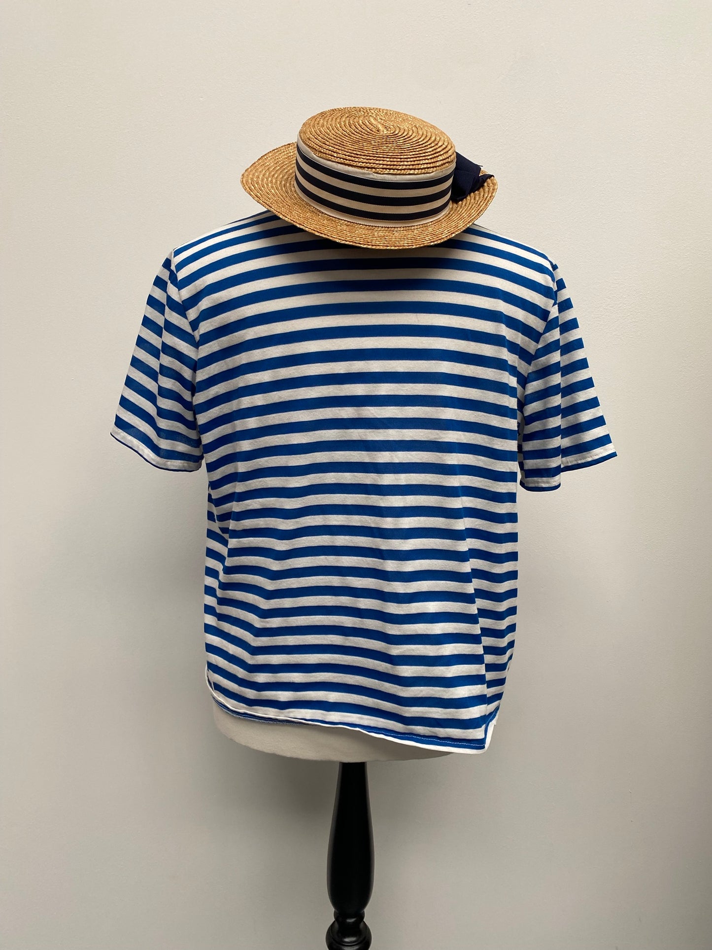 Blue Old Time Striped Bathing Suit & Hat One Size - Ex Hire Fancy Dress Costume