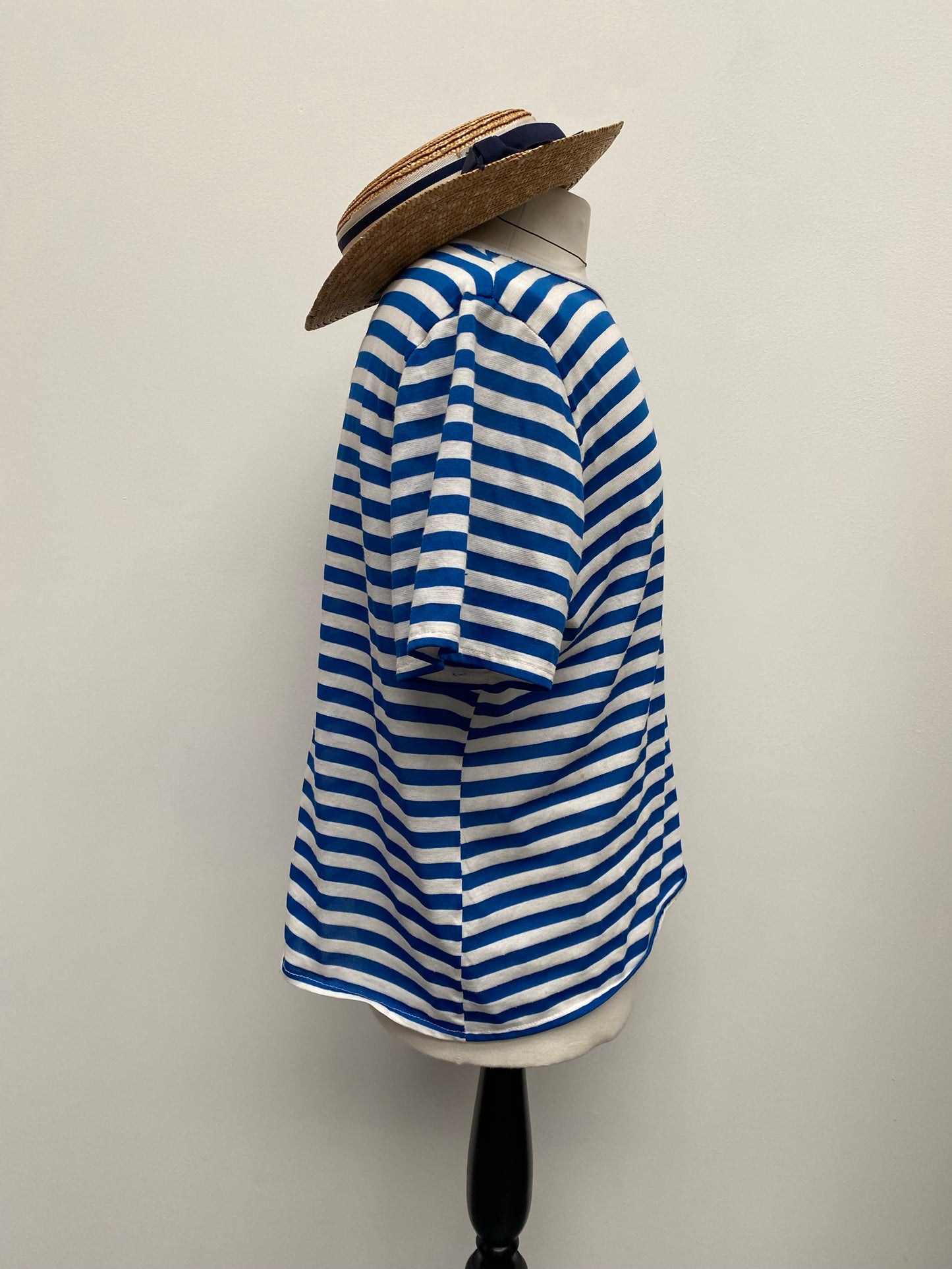 Blue Old Time Striped Bathing Suit & Hat One Size - Ex Hire Fancy Dress Costume