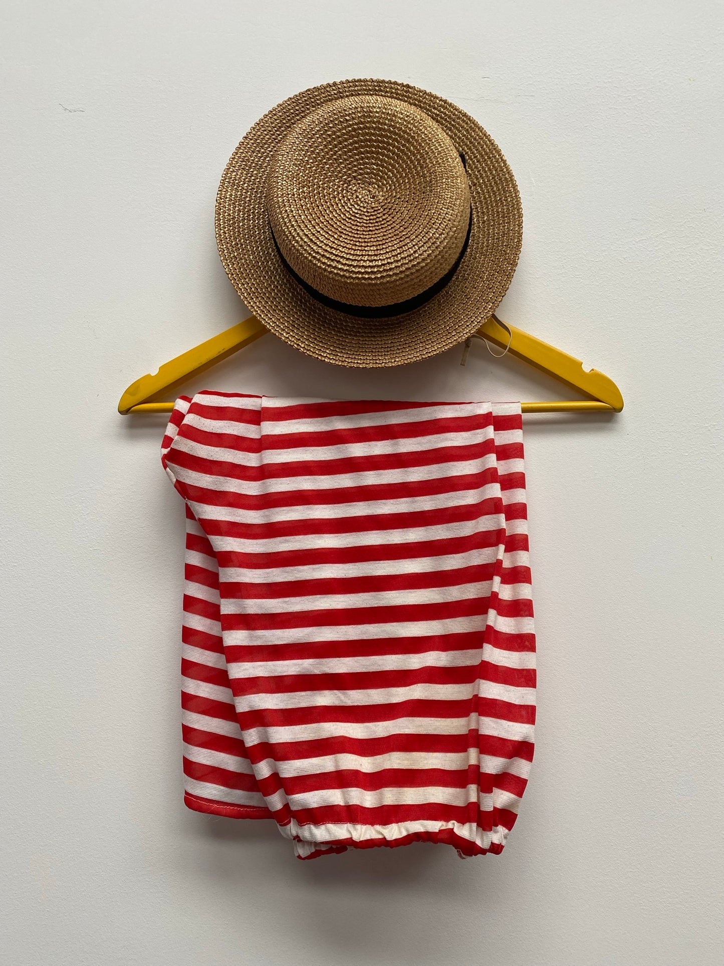 Red Old Time Striped Bathing Suit & Hat One Size - Ex Hire Fancy Dress Costume