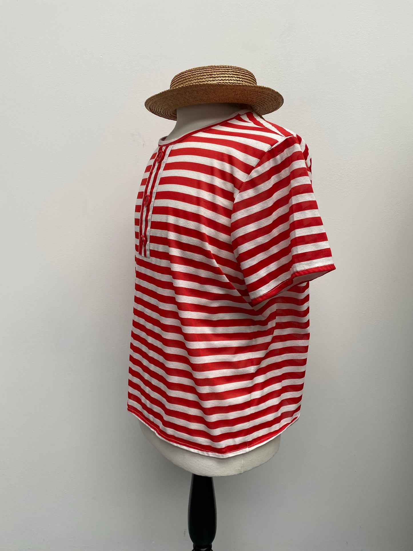 Red Old Time Striped Bathing Suit & Hat One Size - Ex Hire Fancy Dress Costume