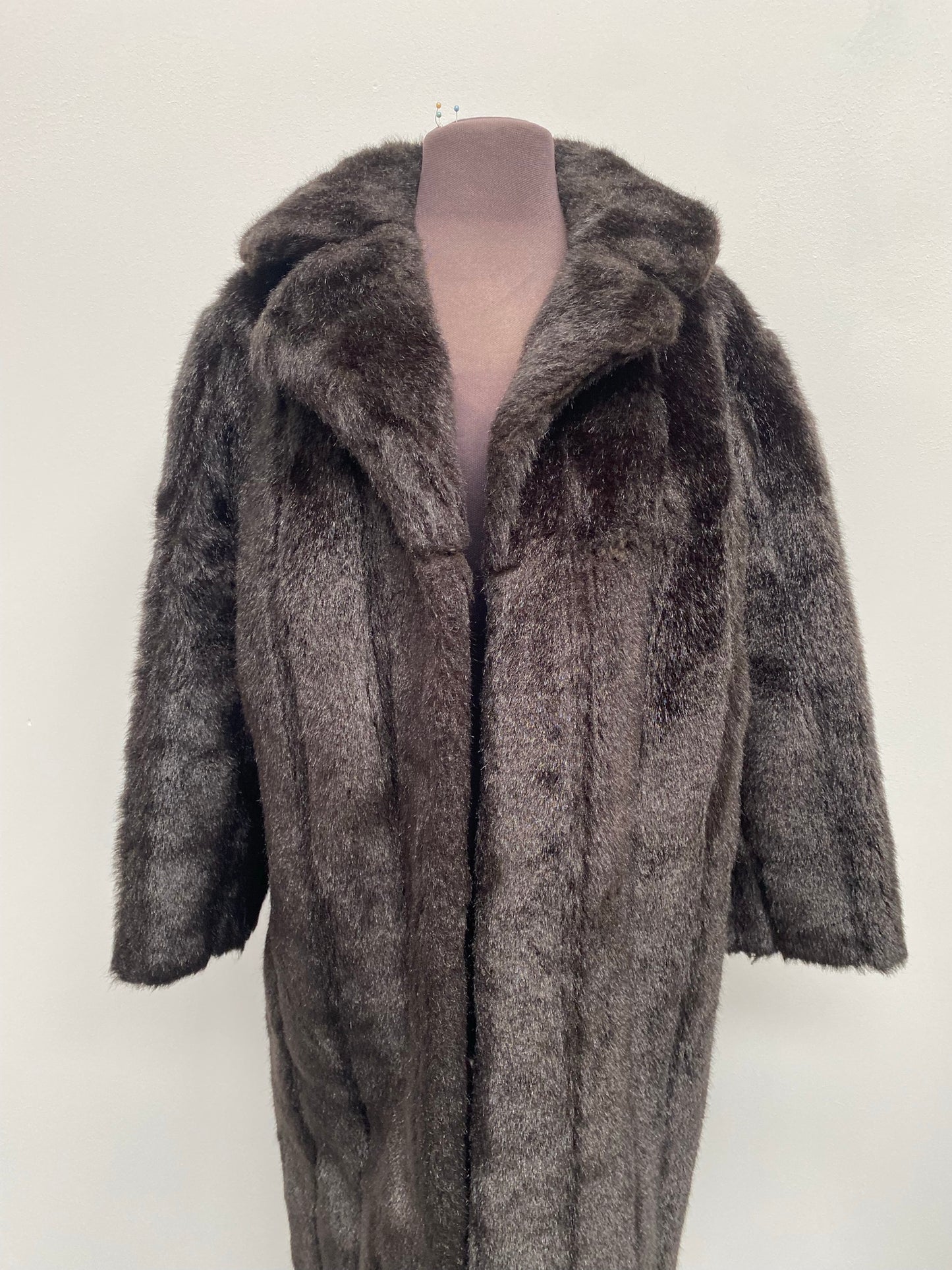 Vintage Faux Fur Dark Brown 1920s style Coat - Ex Hire Fancy Dress Costume