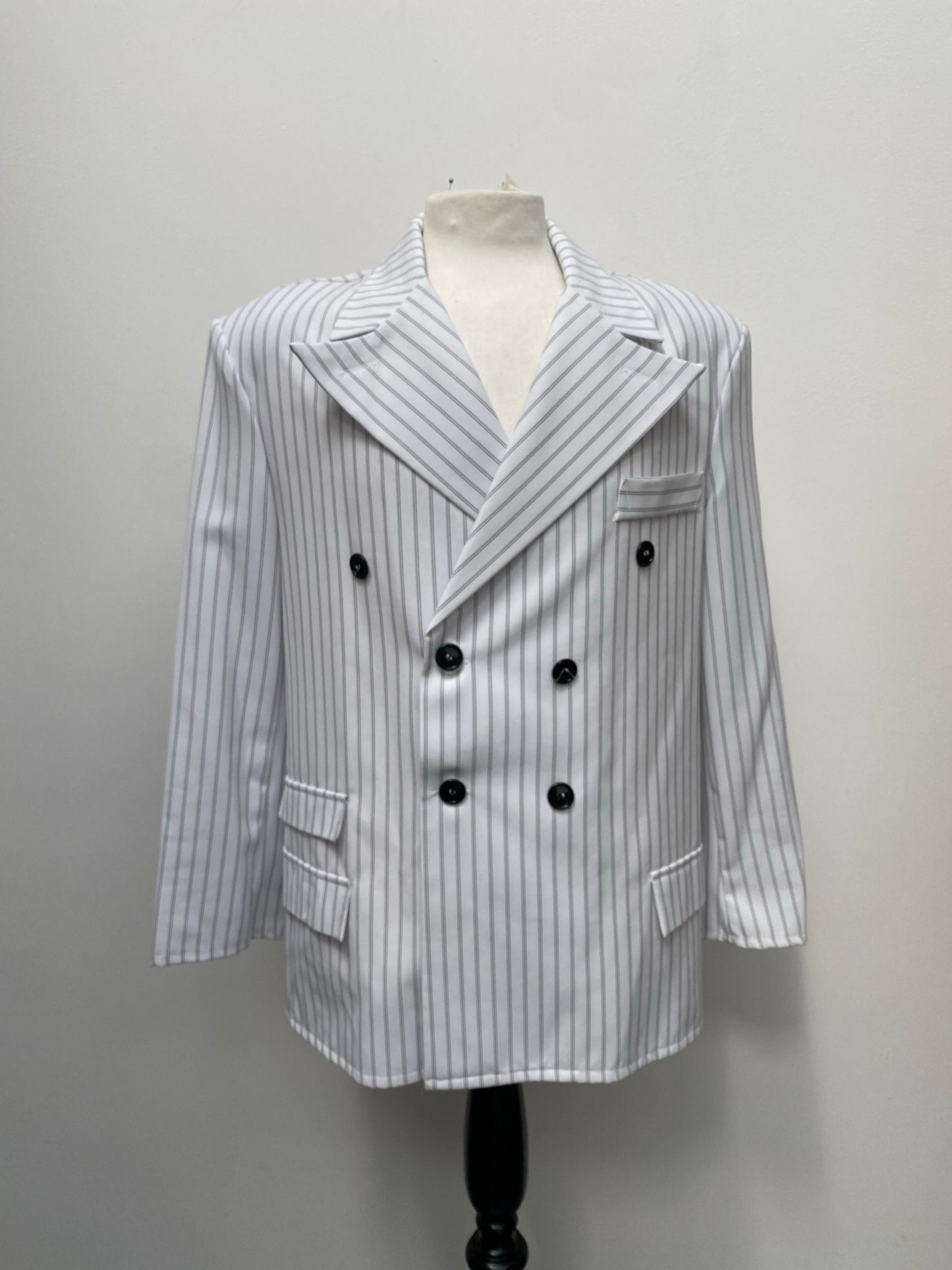 1920s Style White Pinstripe Gangster Suit - Ex Hire Fancy Dress Costumes