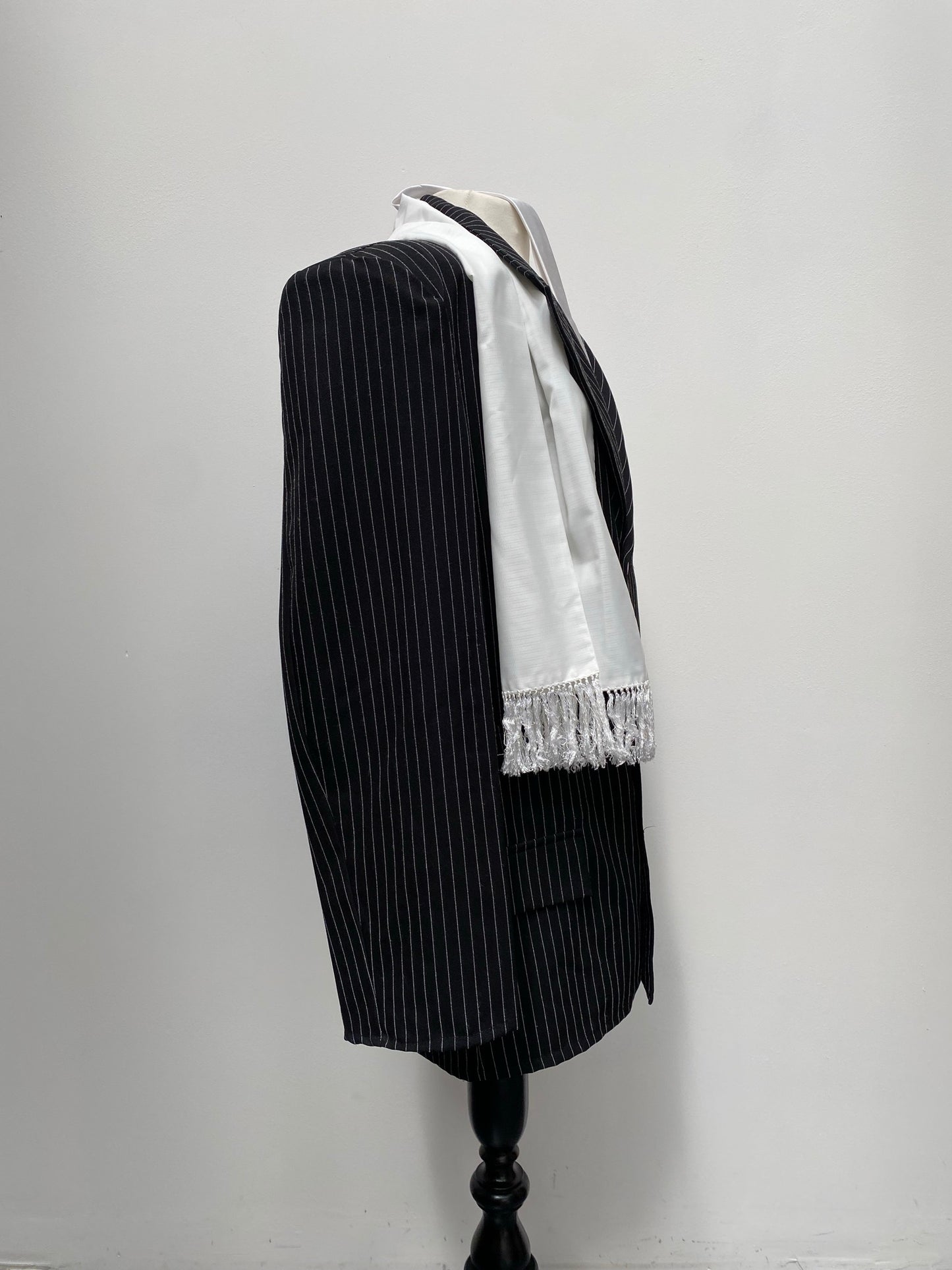 1920s Style Black Pinstripe Gangster Costume - Ex Hire Fancy Dress Costumes