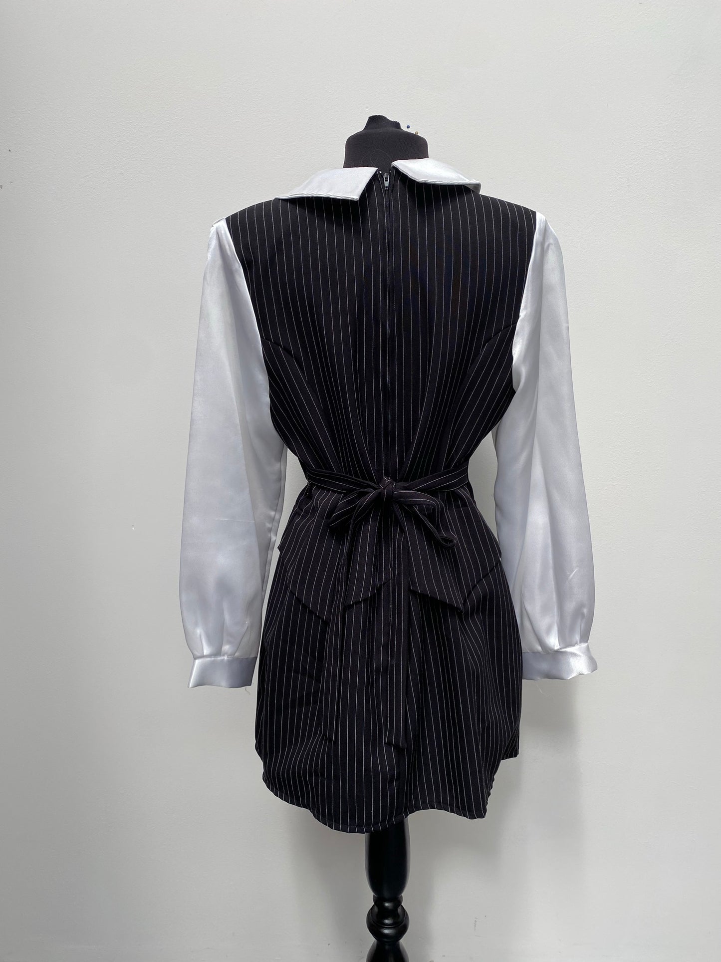1920s Style Ladies Black Pinstripe Gangster Costume - Ex Hire Fancy Dress Costumes