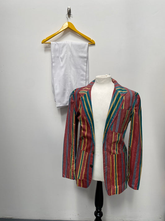 1920s style Multi Coloured Striped Blazer & Trousers or Quartet - Ex Hire Fancy Dress Costumes