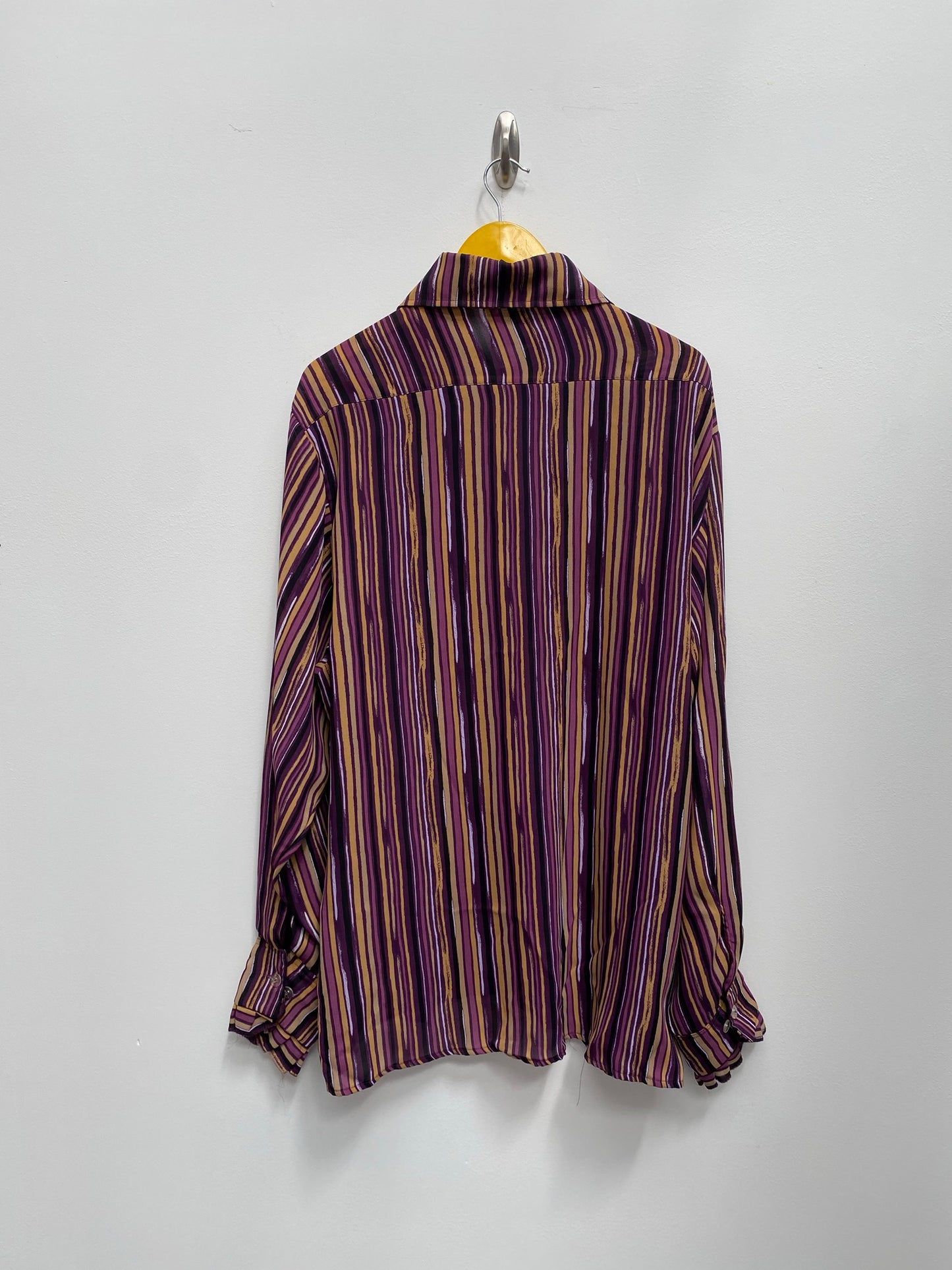 Men's 1970s style purple striped Shirt EUR56 UK 3XL - Ex Hire Fancy Dress Costumes