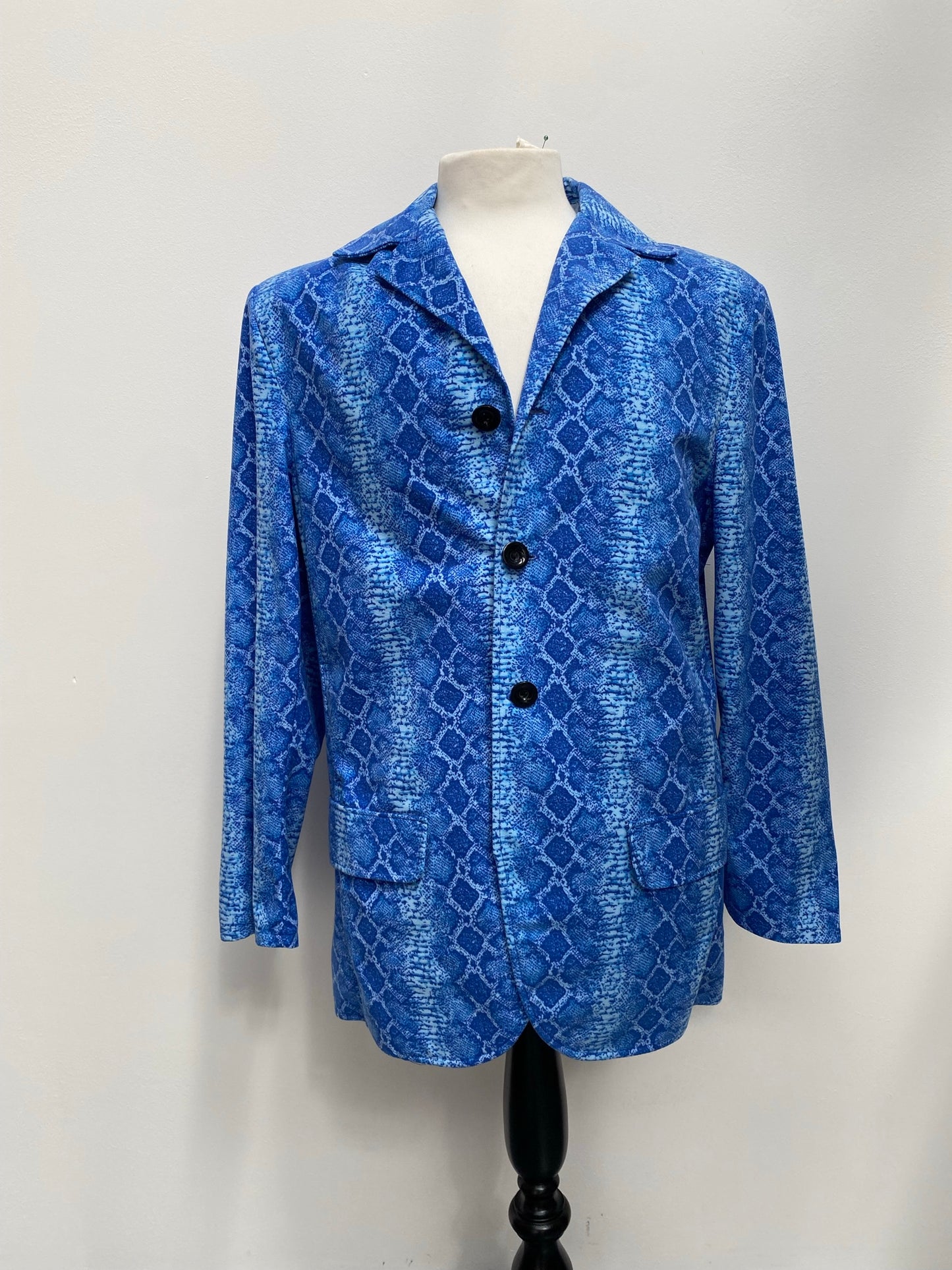 1970s/1980s Style Blue Snakeskin Print Suit Size Large - Ex Hire Fancy Dress Costumes