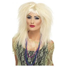 NEW Smiffys 80s Trademark Blonde Crimp Wig