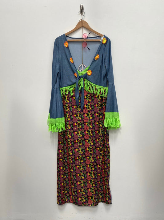 60s/70s Flower Power Hippie Dress Size 2XL - Ex Hire Fancy Dress Costume