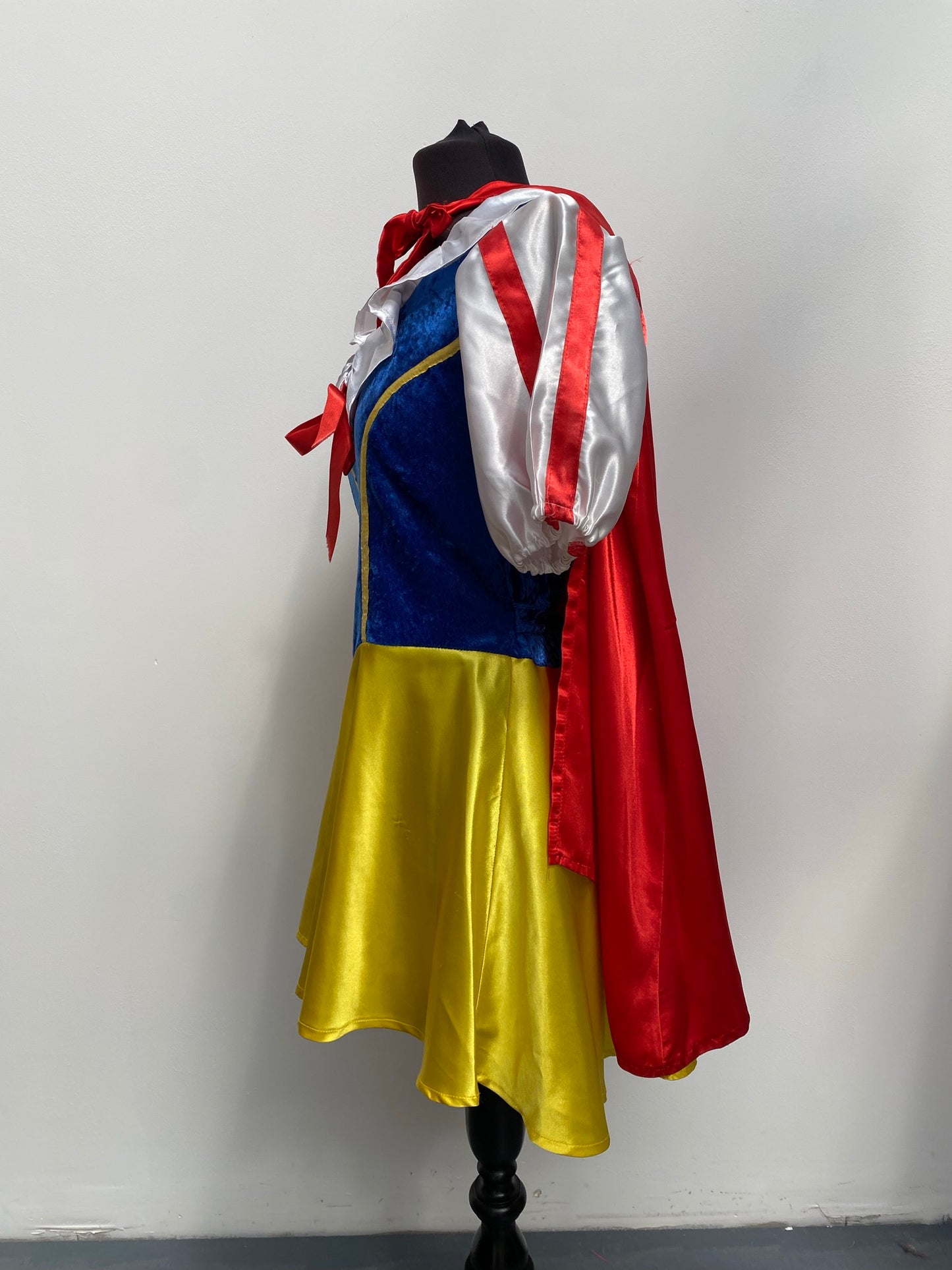 Adults Short Snow White Dress with Cape Size Small - Ex Hire Fancy Dress Costume