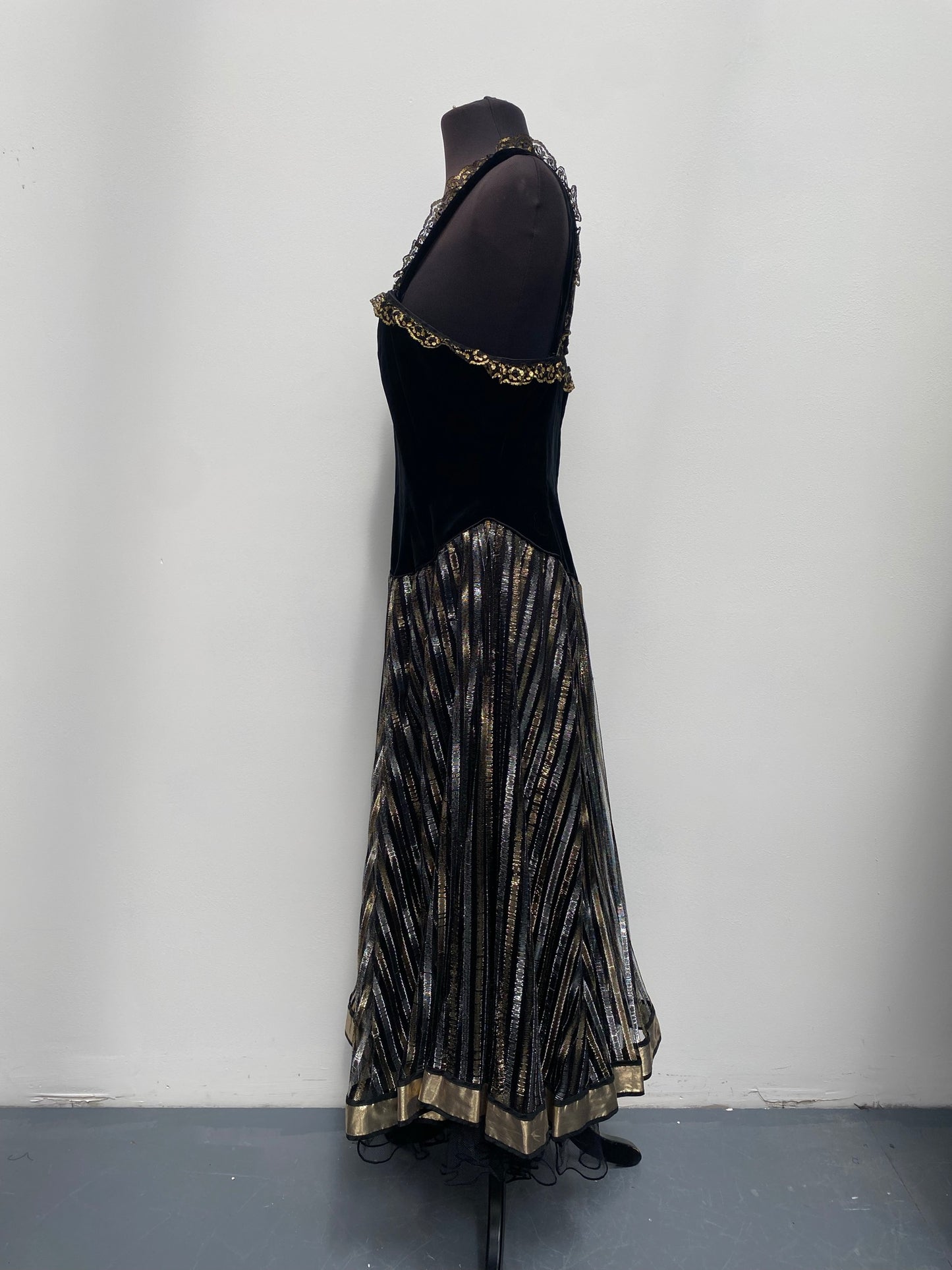 Black Gold Vintage David Butler Dress Size 10 - Showgirl/Saloon Girl Outfit