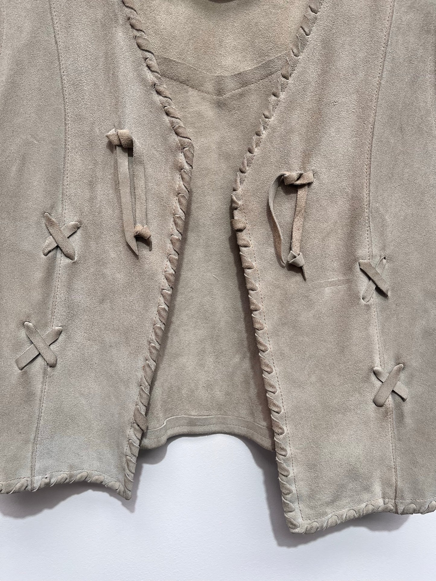 Vintage Beige Cowgirl style Suede Waistcoat UK 12 - Wild West - Ex Hire