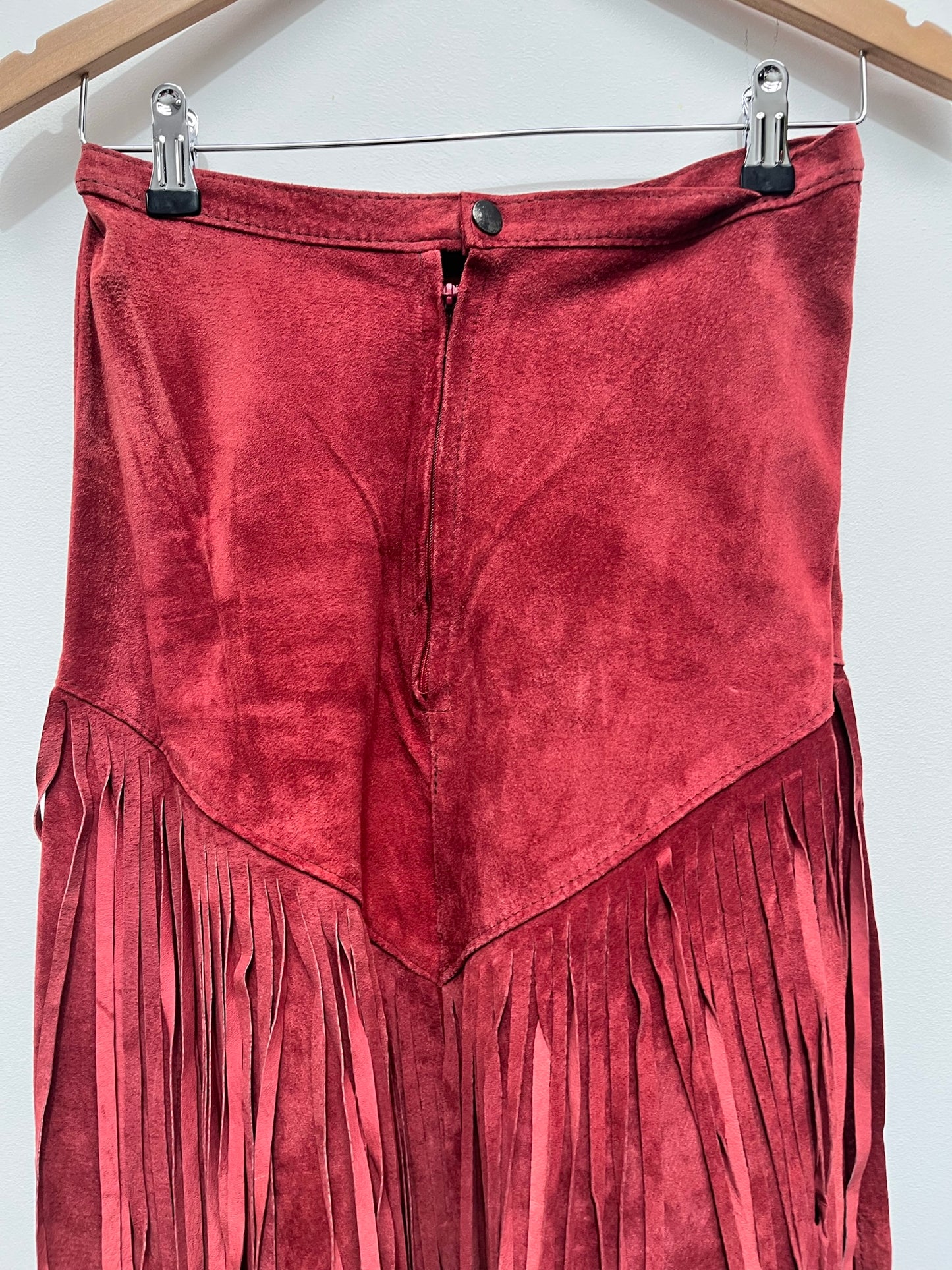 Vintage Maroon Suede Cowgirl Skirt Wild West Size 10 - Ex Hire