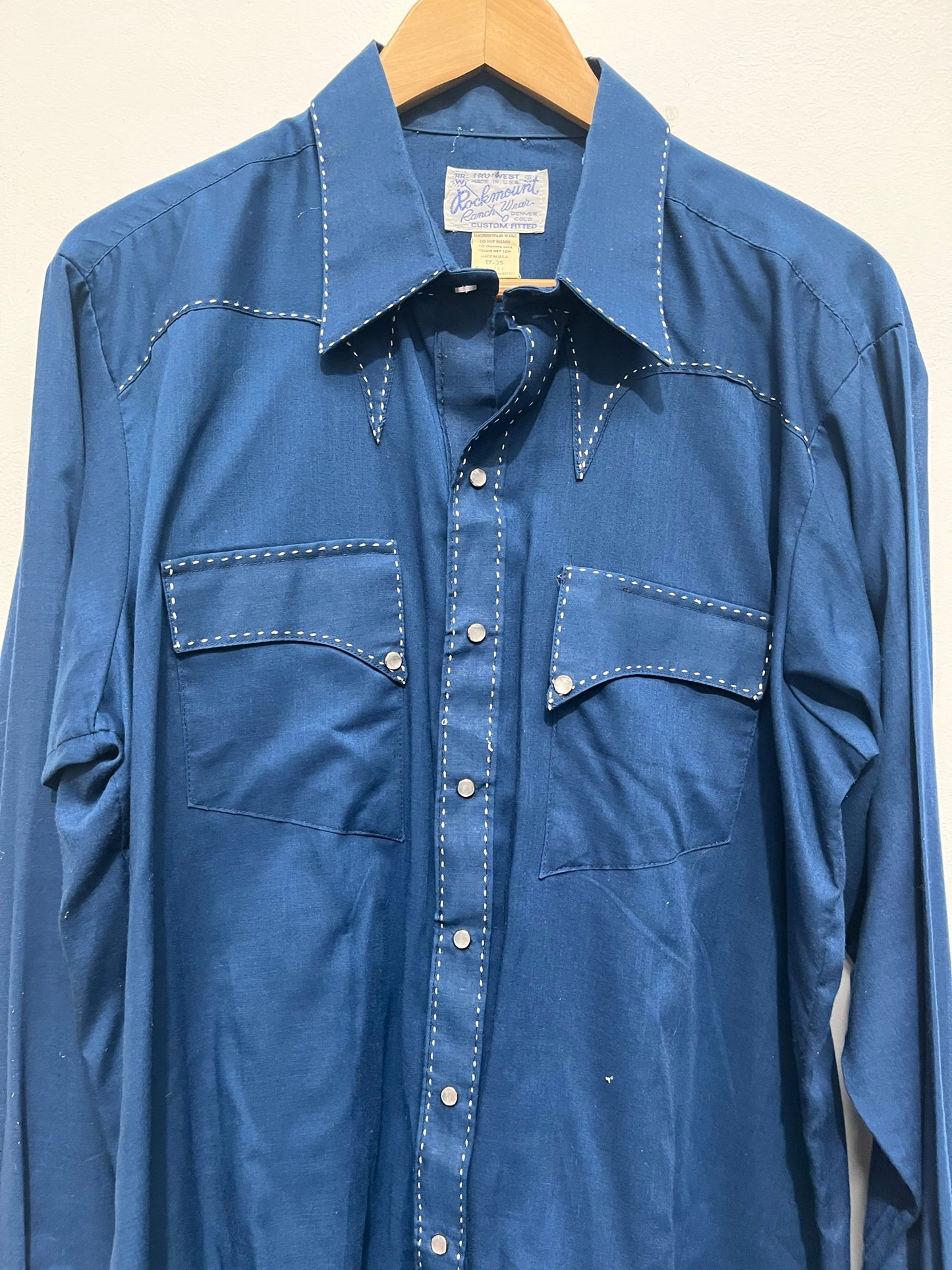 Blue Cowboy style long sleeved shirt Wild West 2XL - Ex Hire