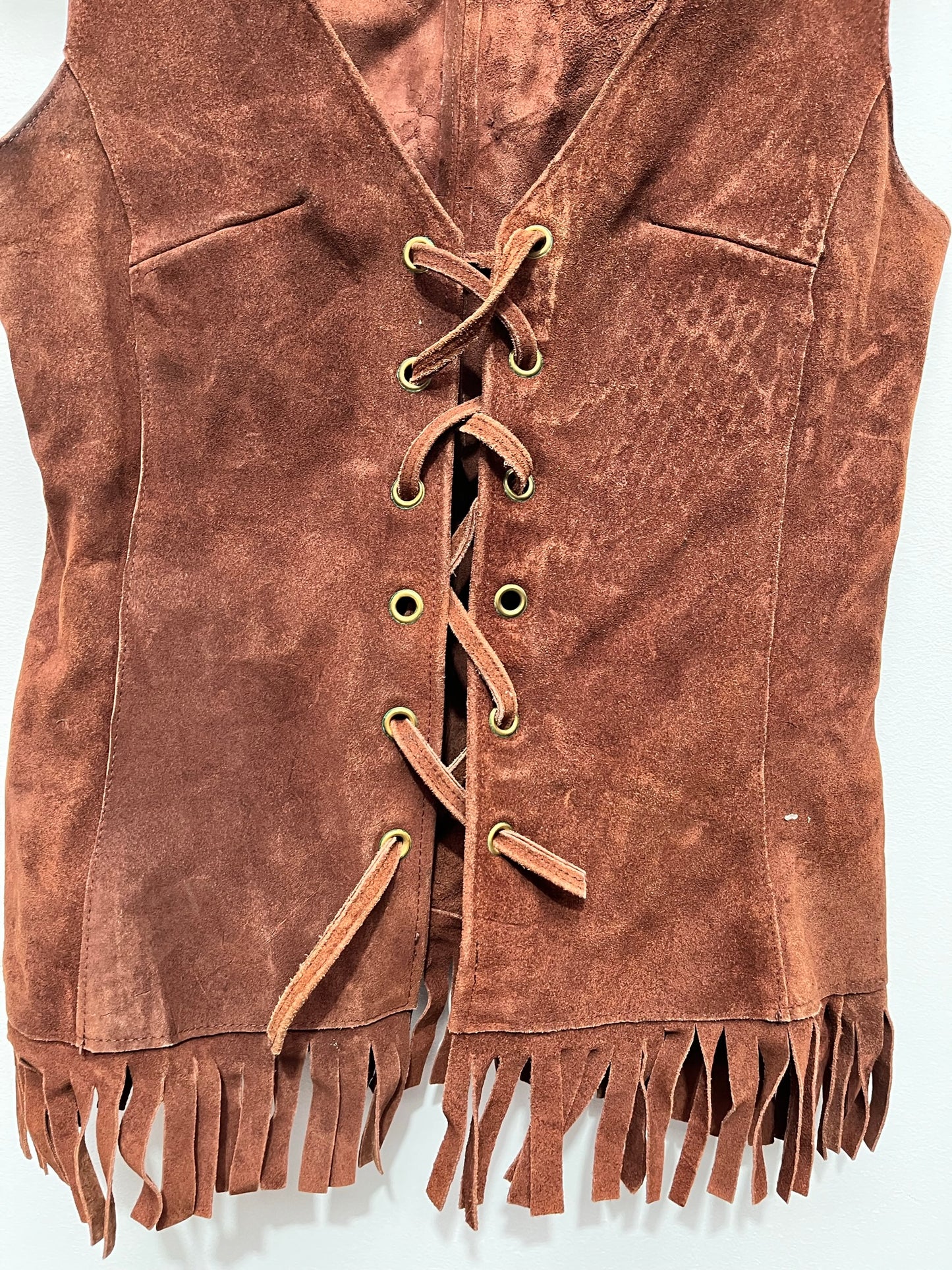 Vintage Brown Suede Waistcoat Size 10 - Wild West - Ex Hire