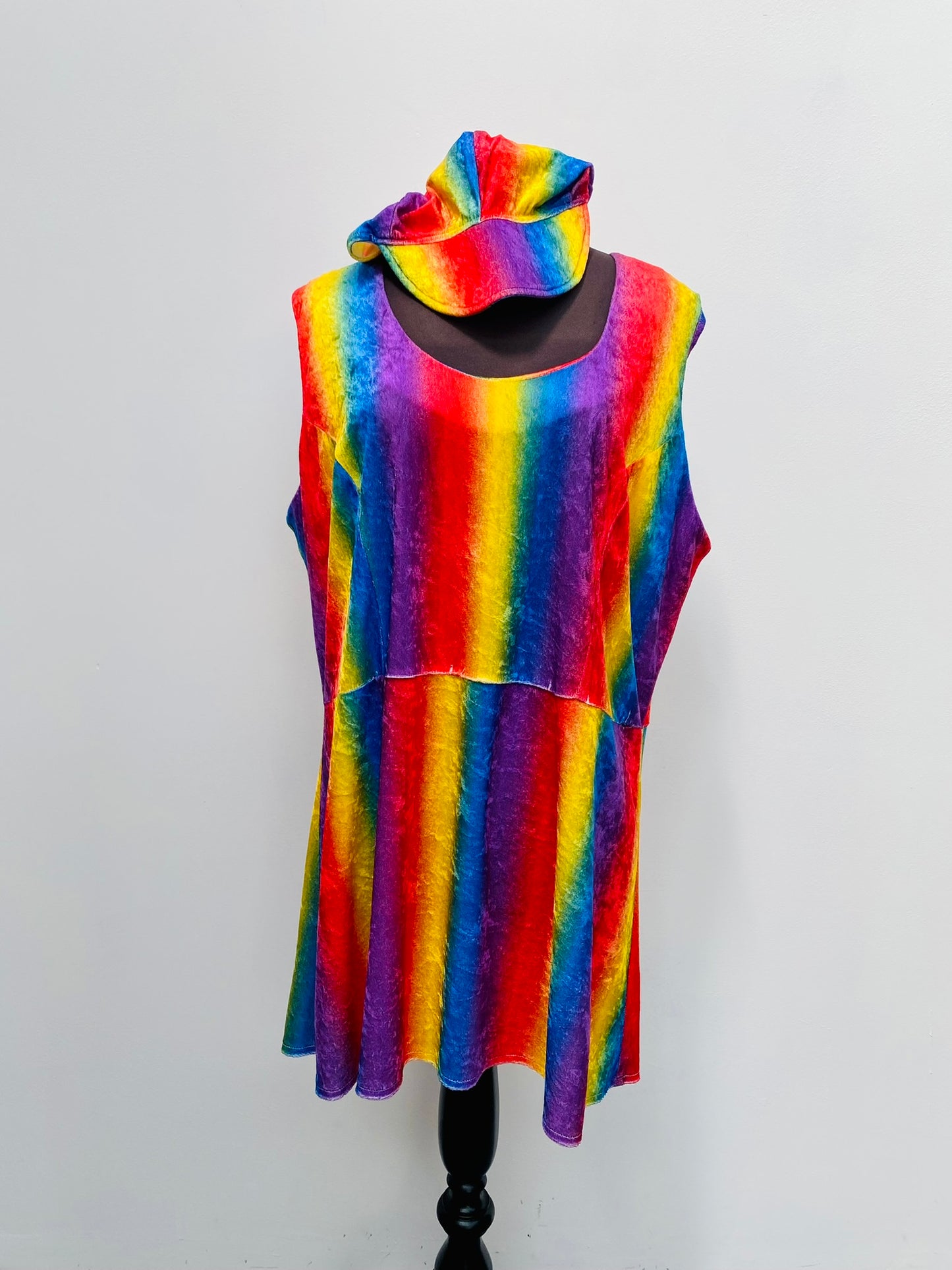 60s-70s style PRIDE Rainbow Mini Dress size EUR48 20/22 - Ex Hire Fancy Dress Costume