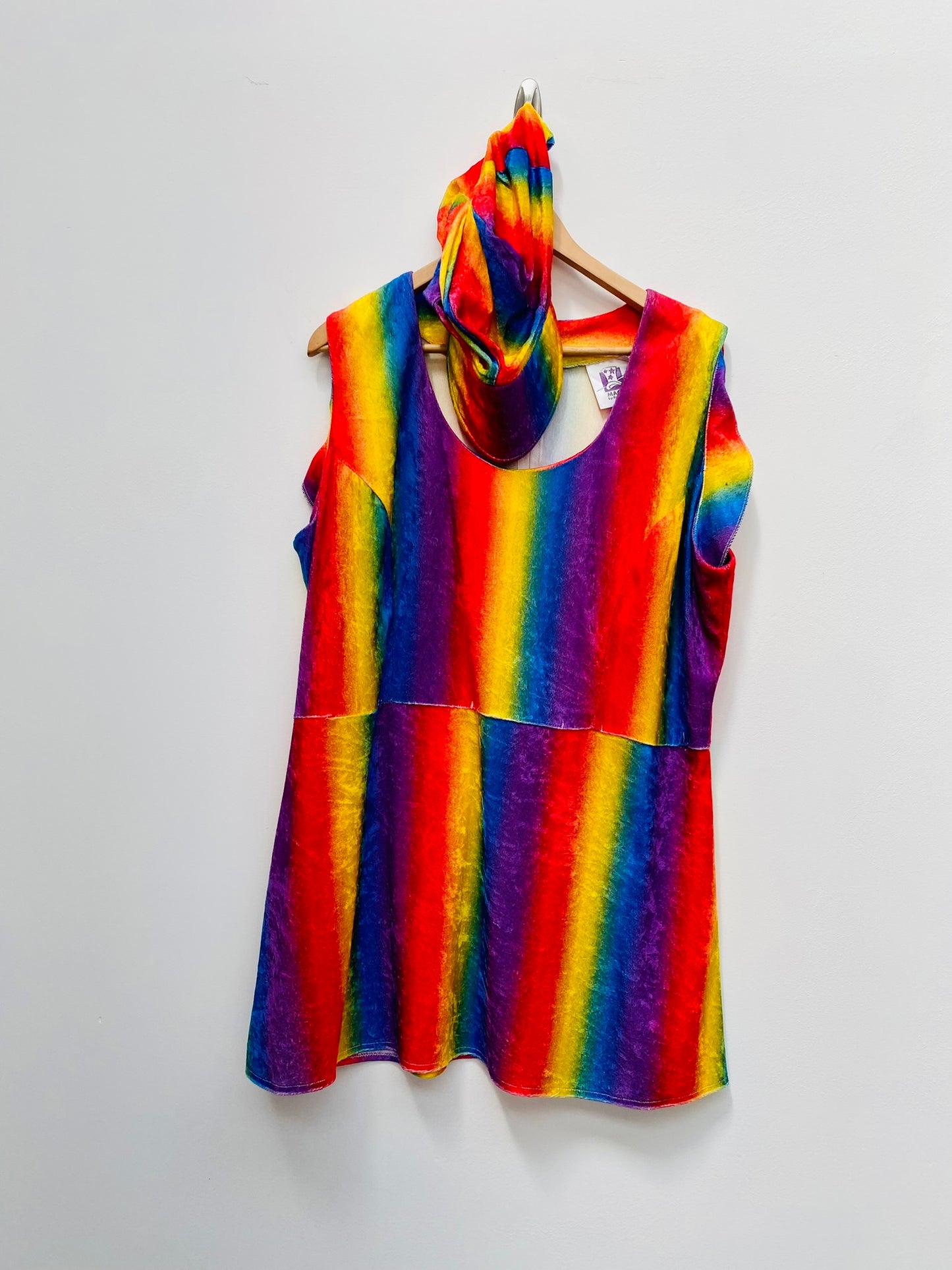 60s-70s style PRIDE Rainbow Mini Dress size EUR48 20/22 - Ex Hire Fancy Dress Costume